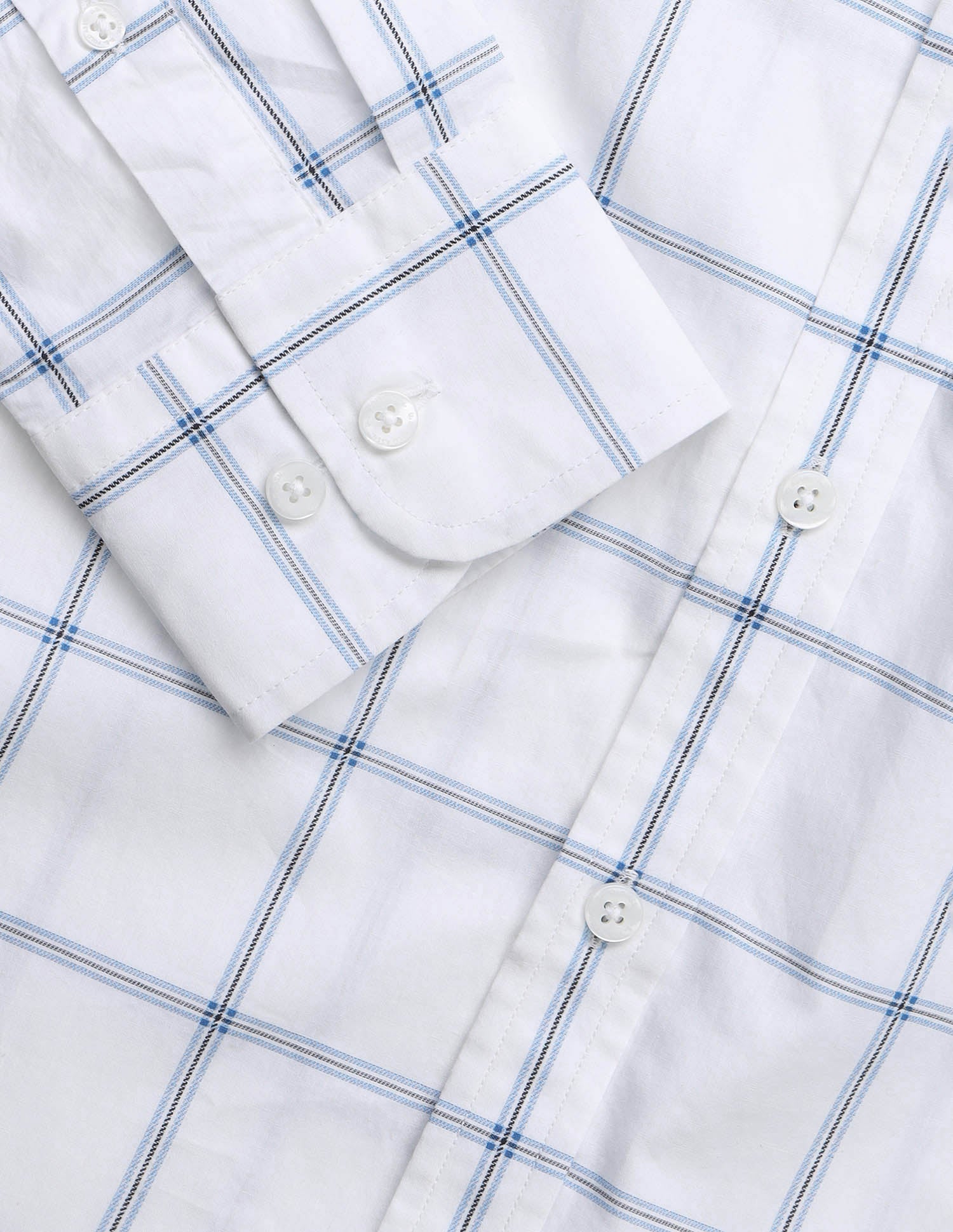Tailored Fit Windowpane Checked Shirt White - U.S. Polo Assn. India | Large