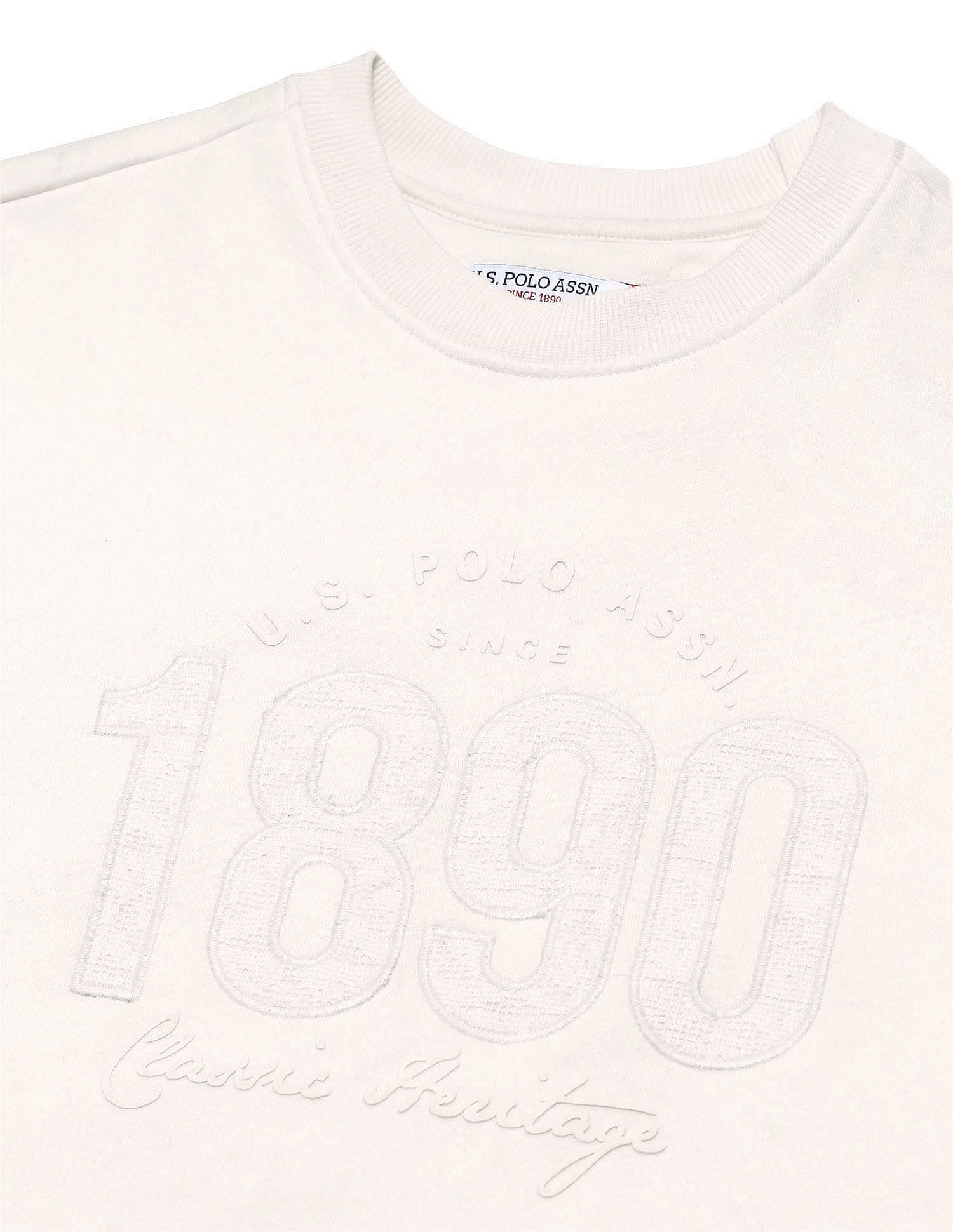 Brand Printed Regular Fit Sweatshirt Cream - U.S. Polo Assn. India | Large