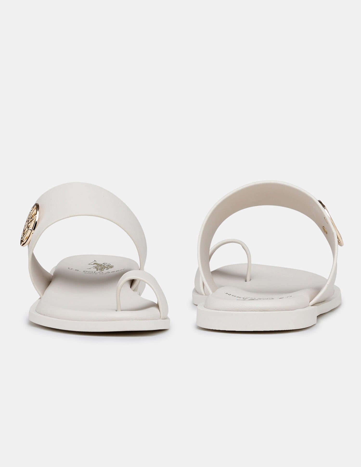 Women Slip On Astrel Sandals with Gold Hardware Off White - U.S. Polo Assn. India | Large