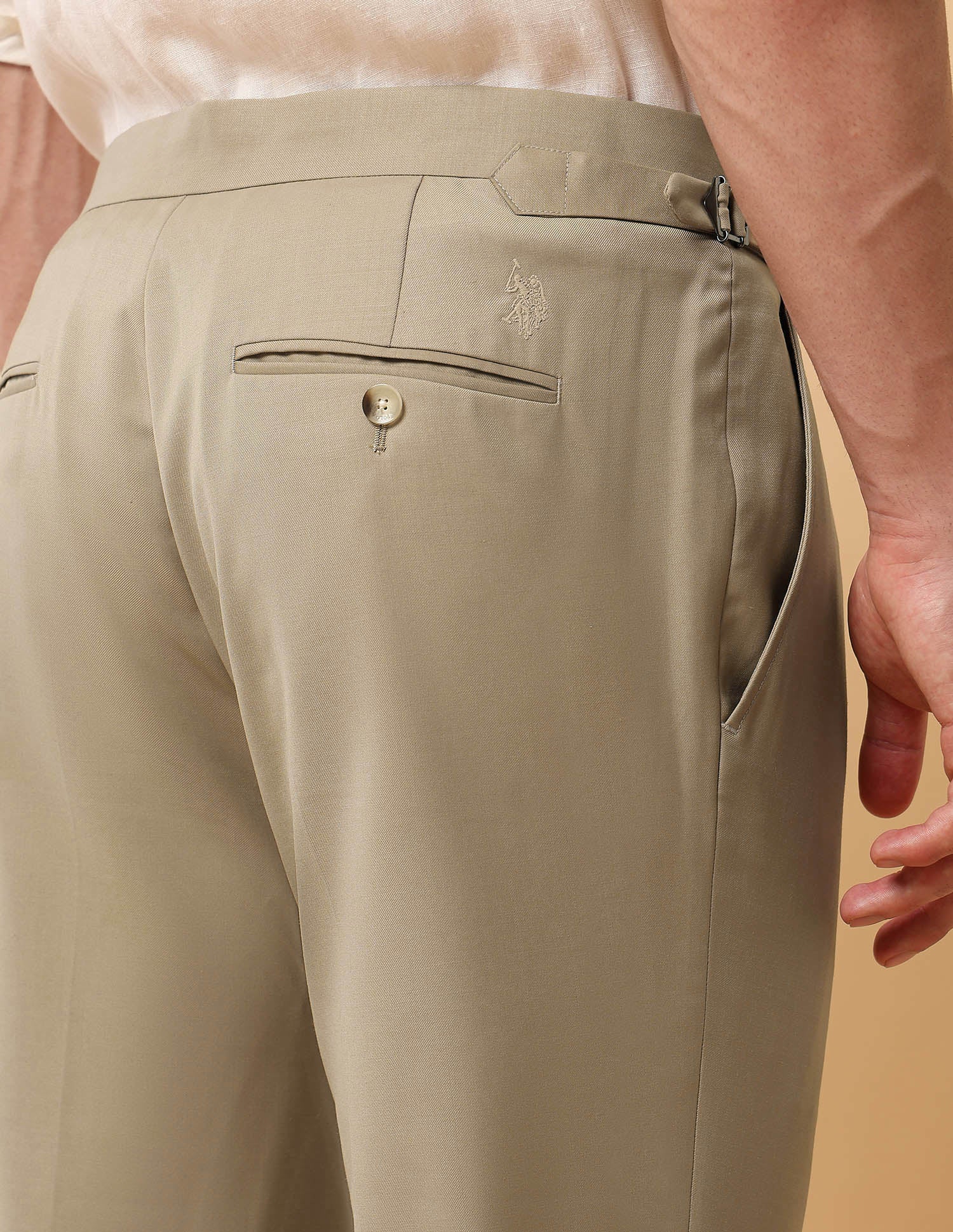 Pacho X Riley Straight Pleated Trousers Beige - U.S. POLO ASSN. | Large