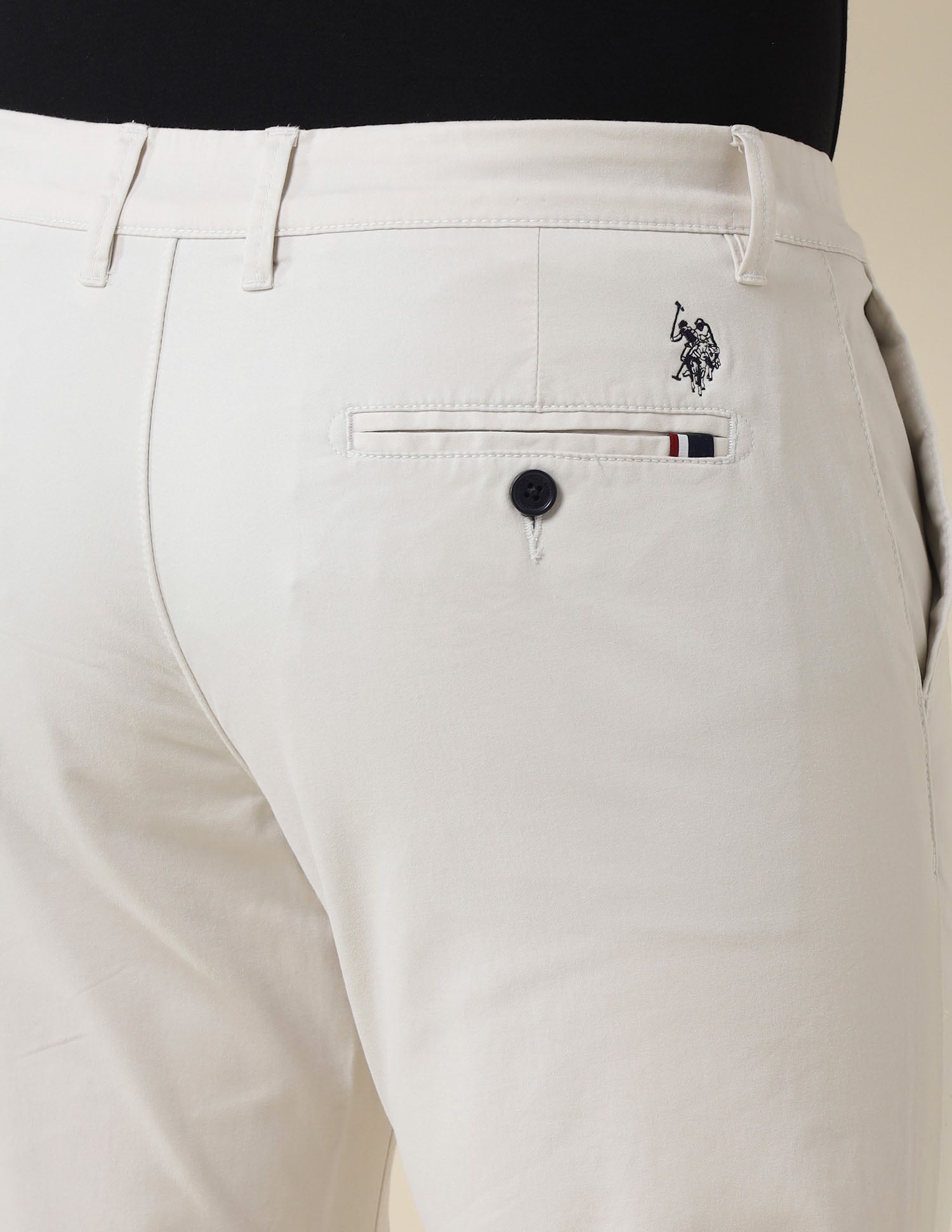 Denver Slim Fit Satin Trousers Ecru - U.S. POLO ASSN. | Large