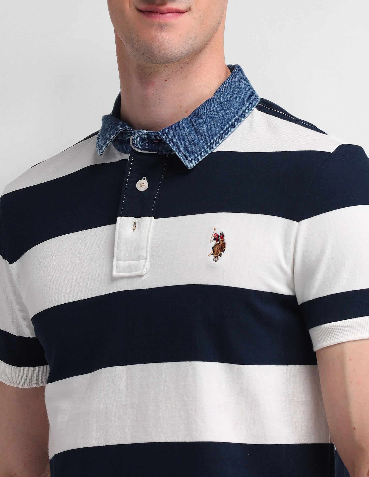 Horizontal Striped Slim Fit Polo Shirt Navy - U.S. POLO ASSN. | Large
