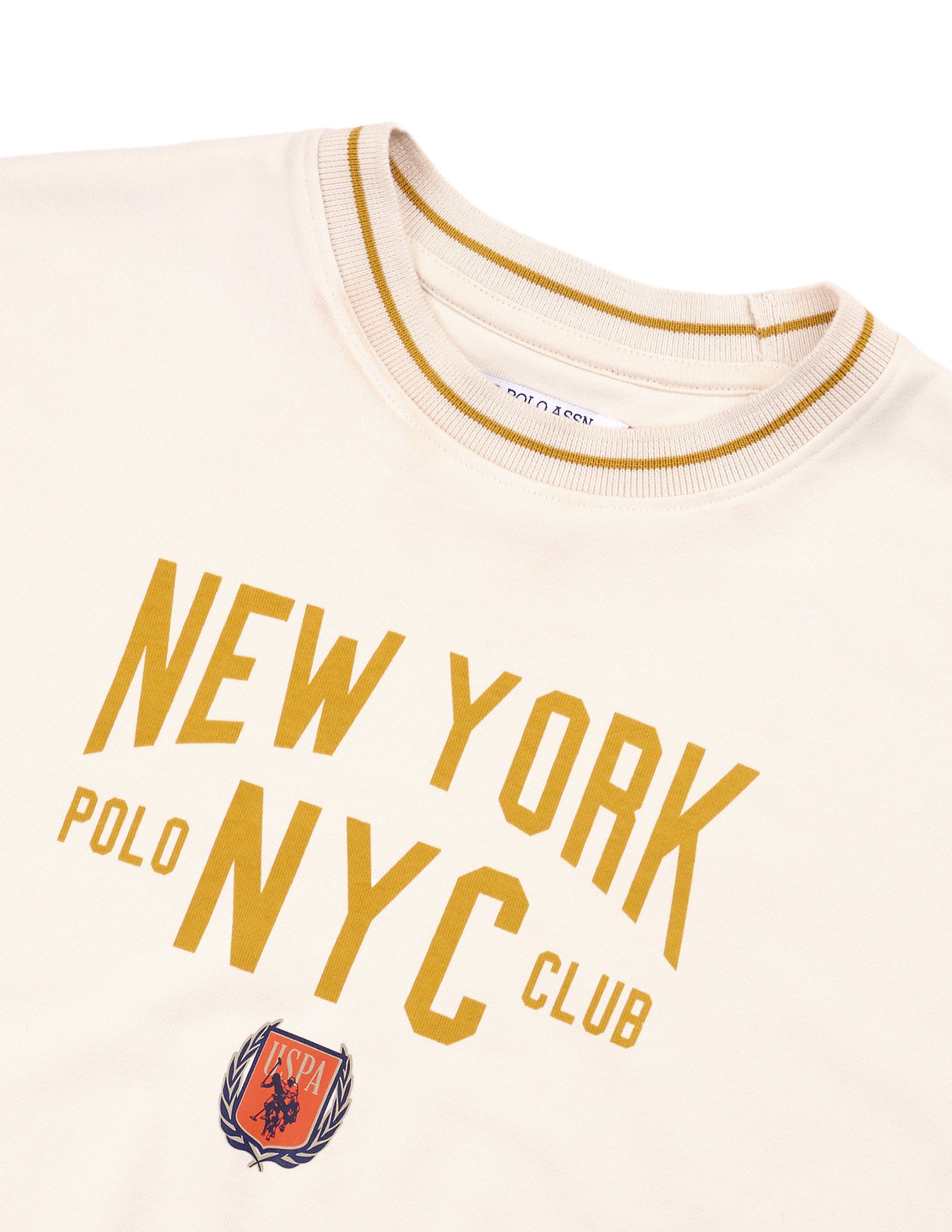 Typographic Printed Oversized Fit Sweatshirt Ecru - U.S. Polo Assn. India | Large