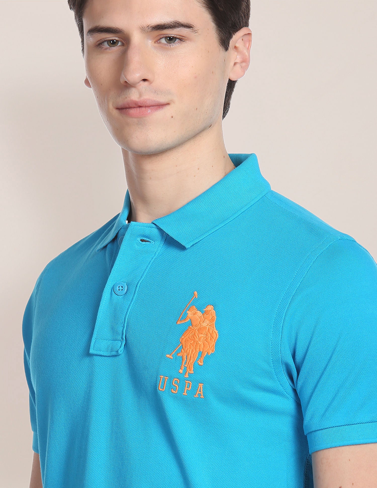 Compact Cotton Logo Polo Shirt Blue - U.S. Polo Assn. India | Large