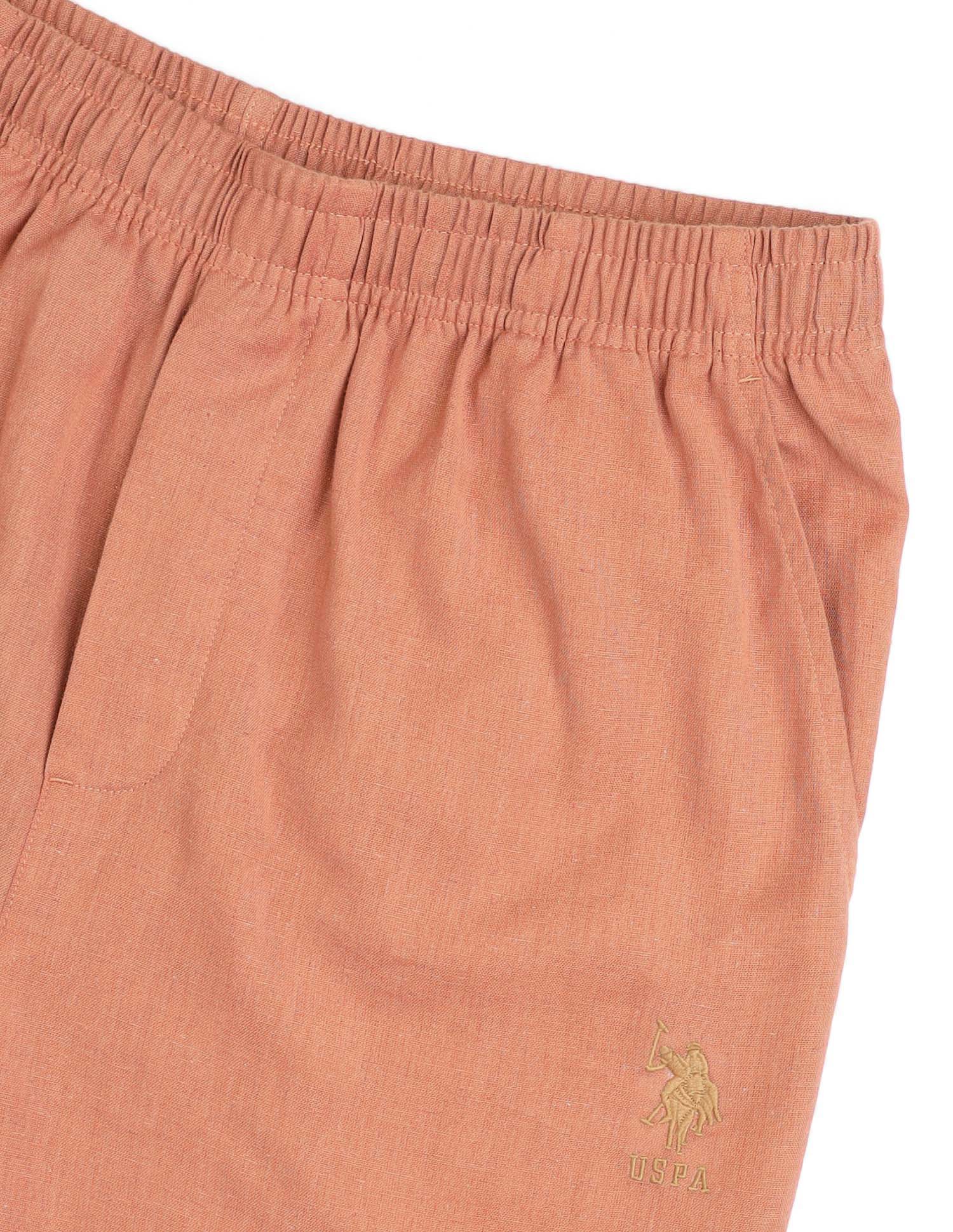 Relaxed Fit Cotton Linen OELP8 Lounge Pants - Pack Of 1 Caramel Cafe - U.S. POLO ASSN. | Large