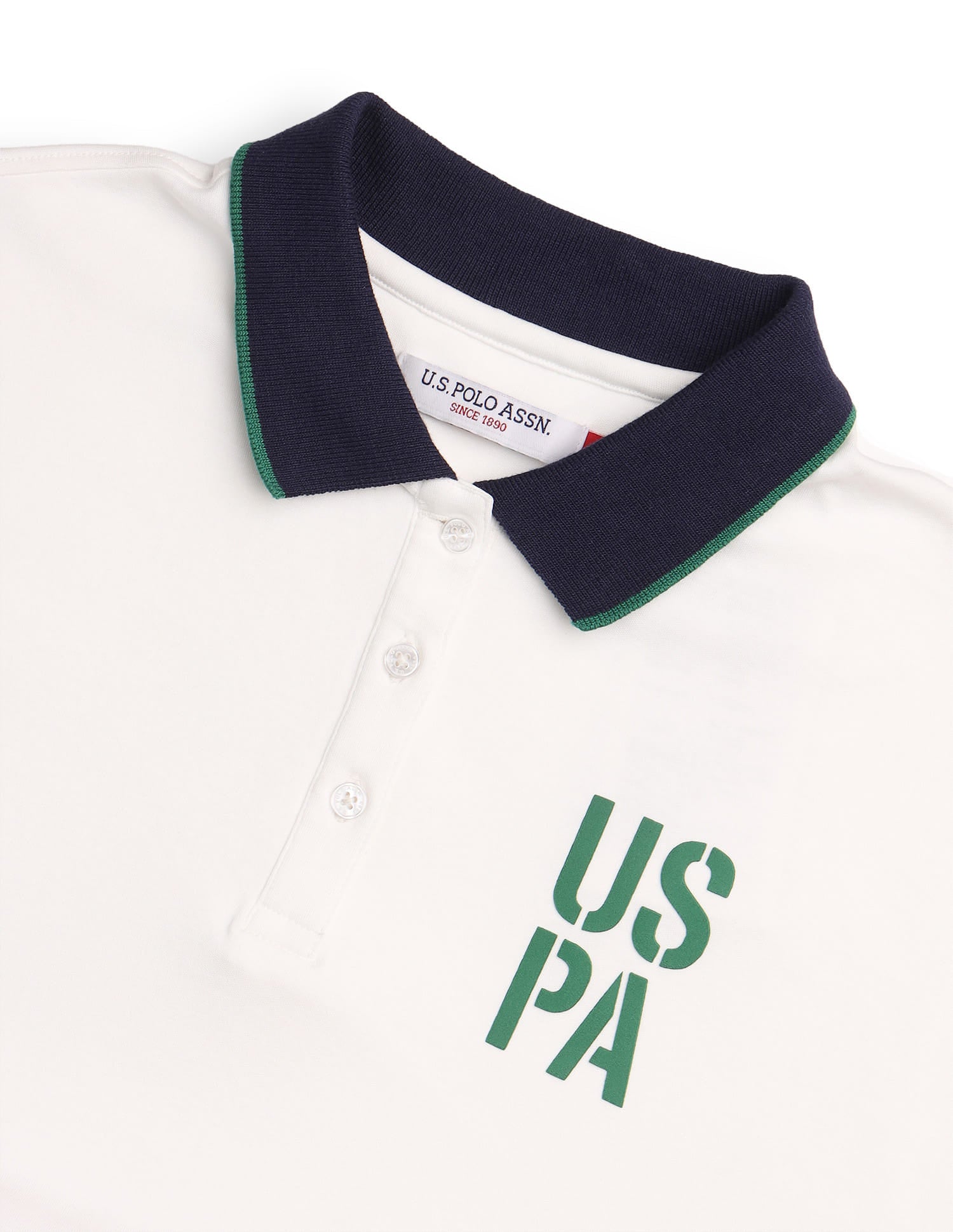 Boxy Fit Solid Polo Shirt White - U.S. Polo Assn. India | Large