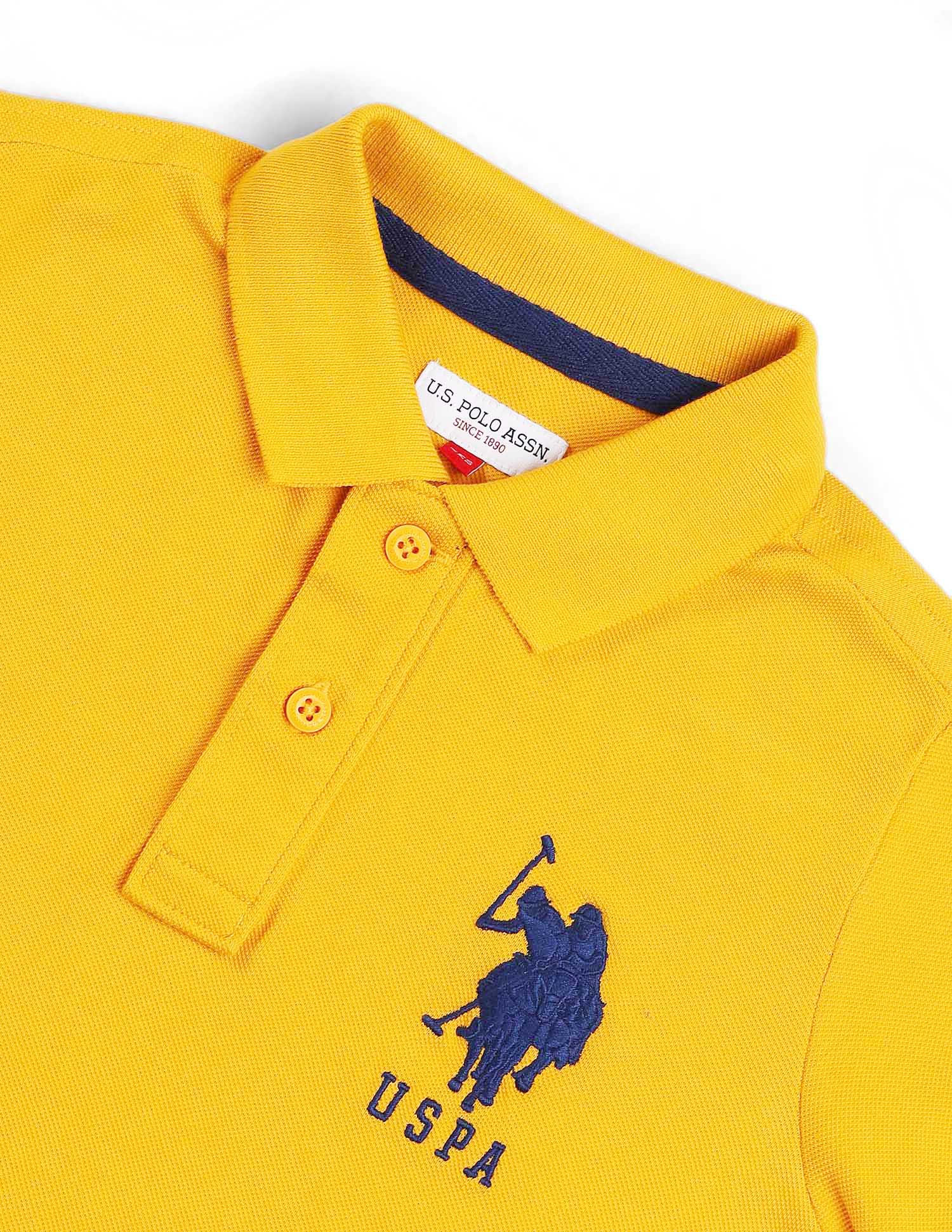 Pique Solid Polo Shirt Yellow - U.S. POLO ASSN. | Large