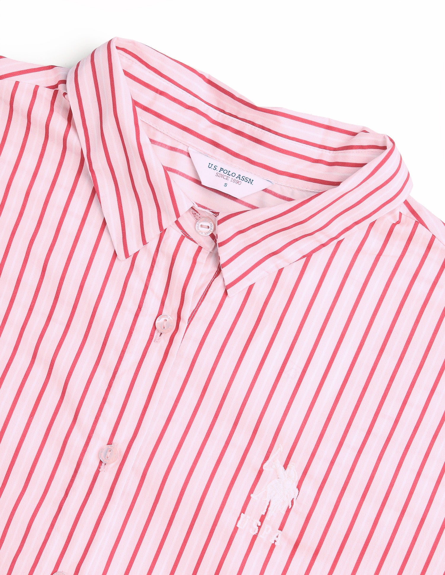 Vertical Striped Oversized Fit Shirt Light Pink - U.S. Polo Assn. India | Large