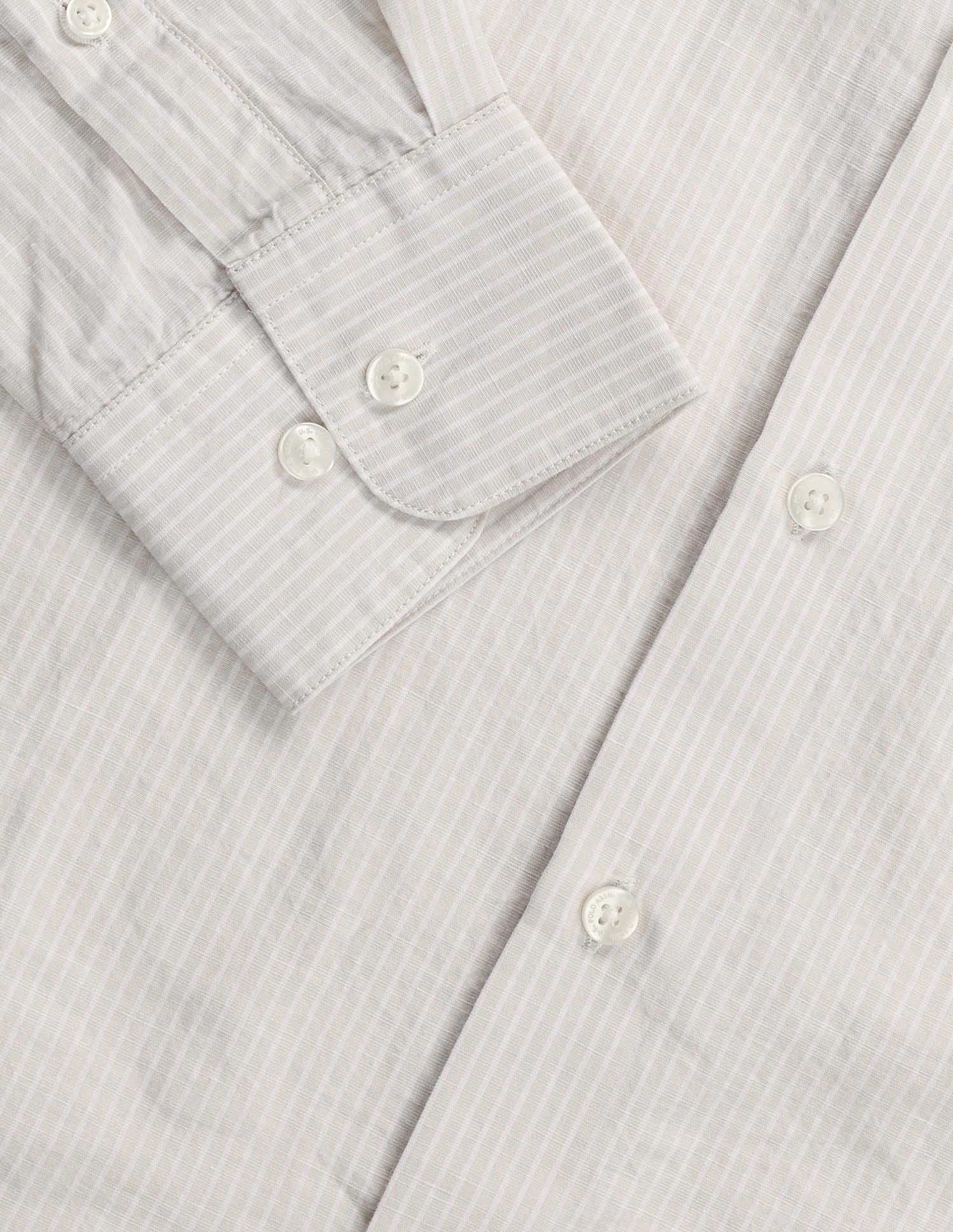 Vertical Striped Tailored Fit Shirt Beige - U.S. Polo Assn. India | Large