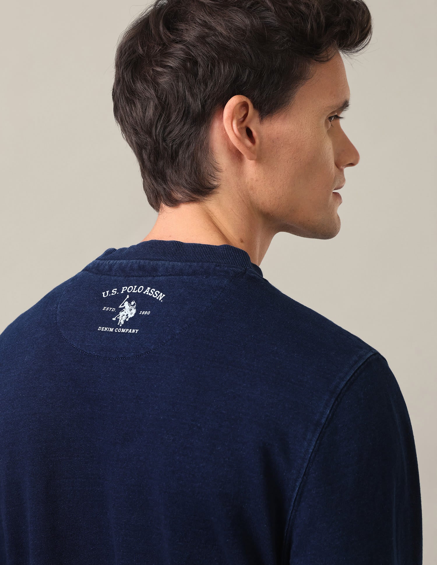 Brand Print Pure Cotton Sweatshirt Navy - U.S. Polo Assn. India | Large