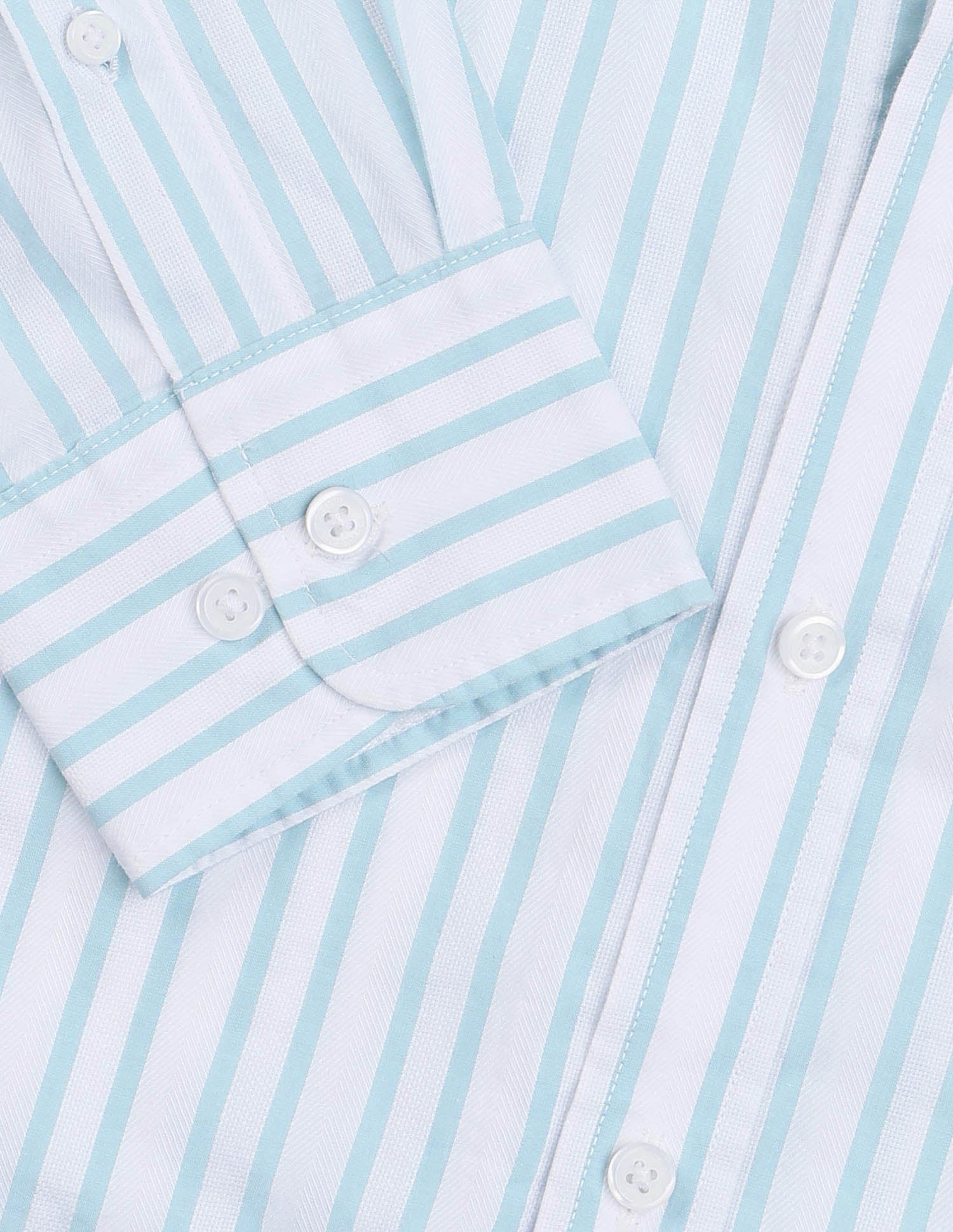 Vertical Striped Pure Cotton Shirt Aqua - U.S. Polo Assn. India | Large