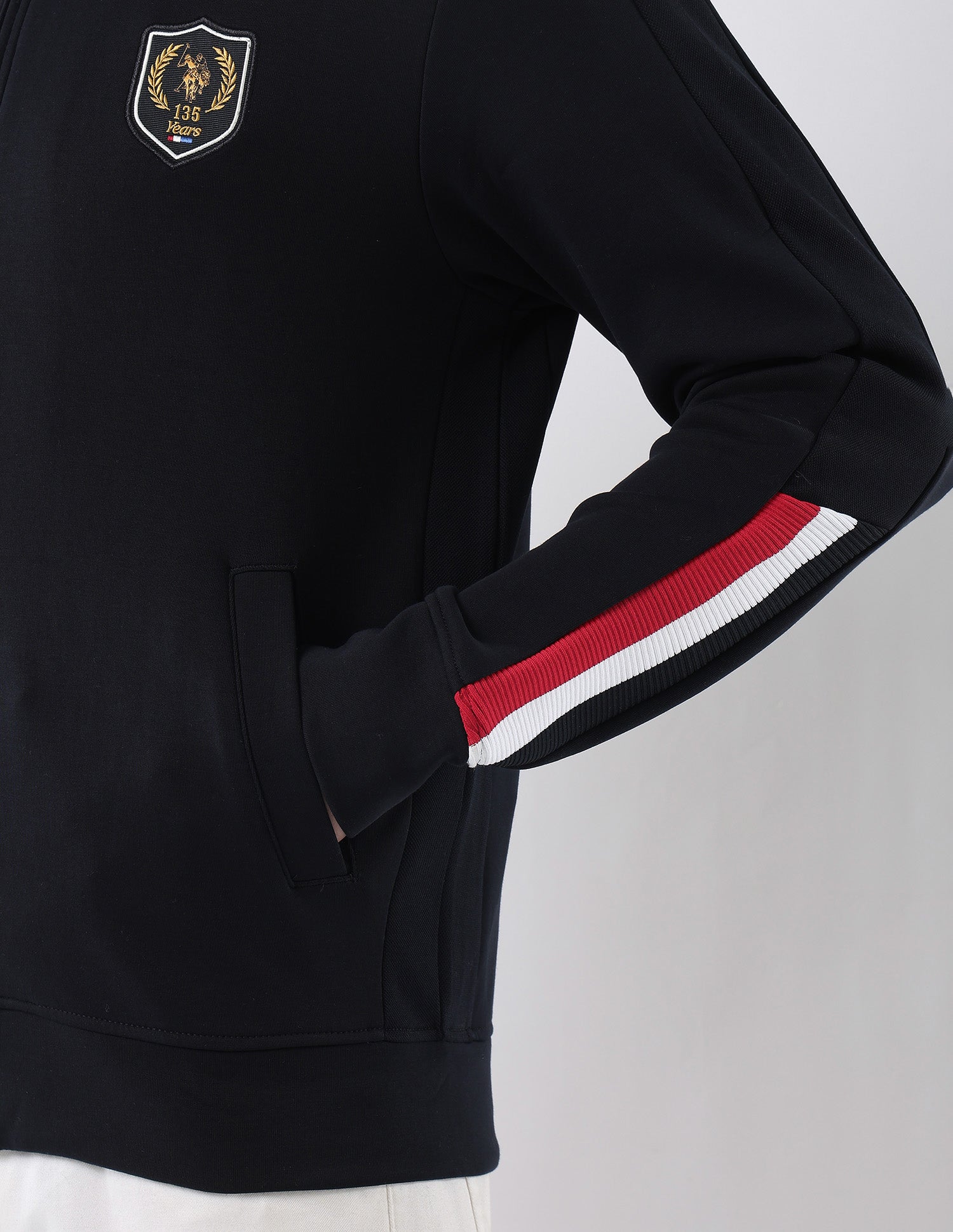 Solid Regular Fit Zipper Sweatshirt Navy - U.S. POLO ASSN. | Large