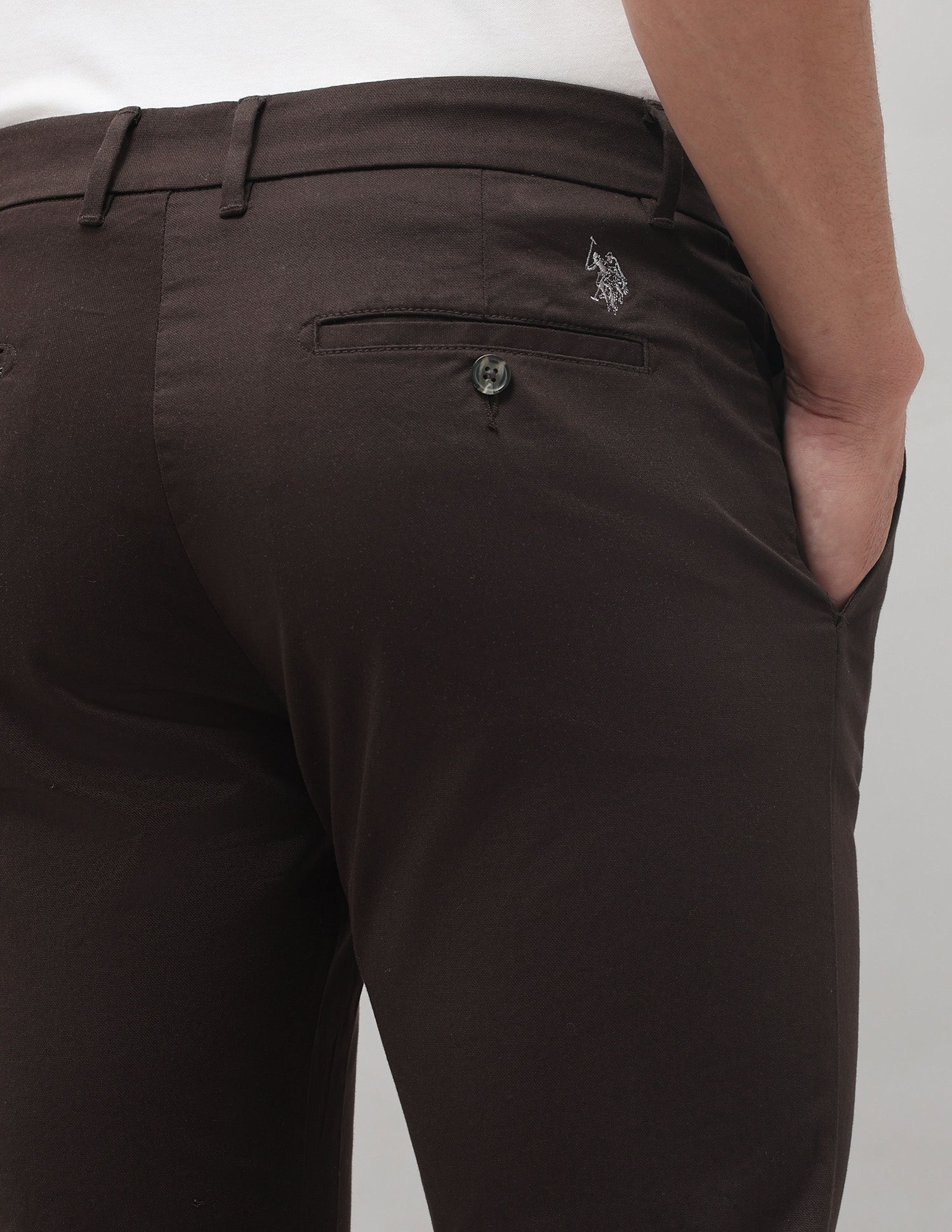Austin Slim Fit Mid Rise Trousers Choco - U.S. Polo Assn. India | Large