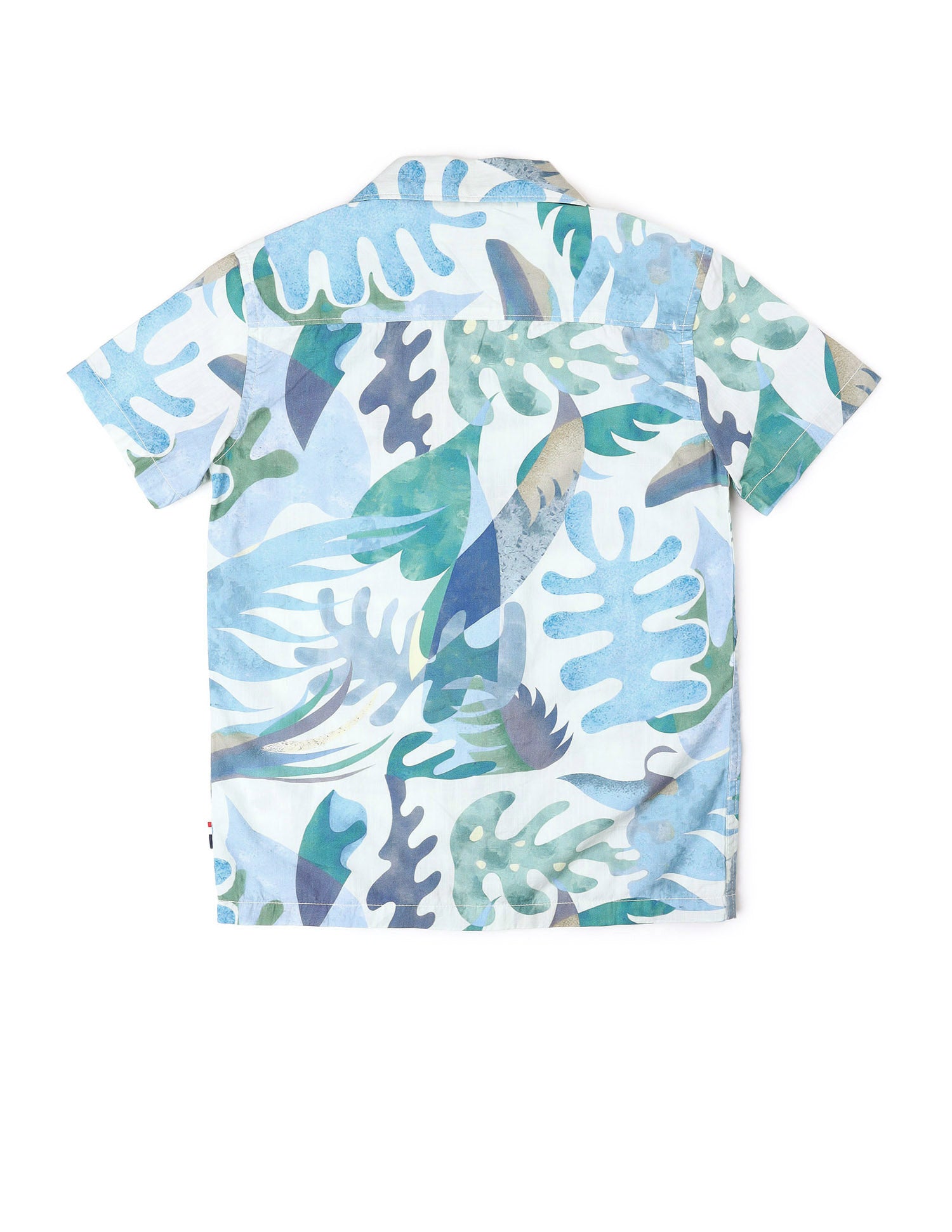 Boys Tropical Printed Pure Cotton Shirt Blue - U.S. POLO ASSN. | Large