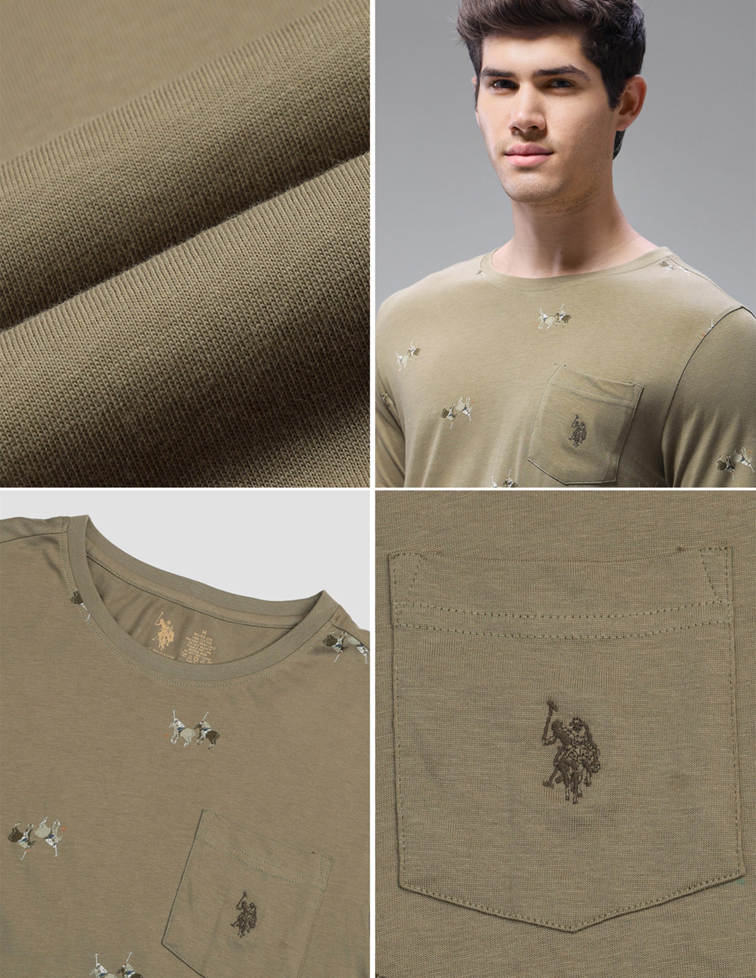 Graphic Brand Printed Regular Fit Loungewear T-Shirt Martin Olive - U.S. Polo Assn. India | Large