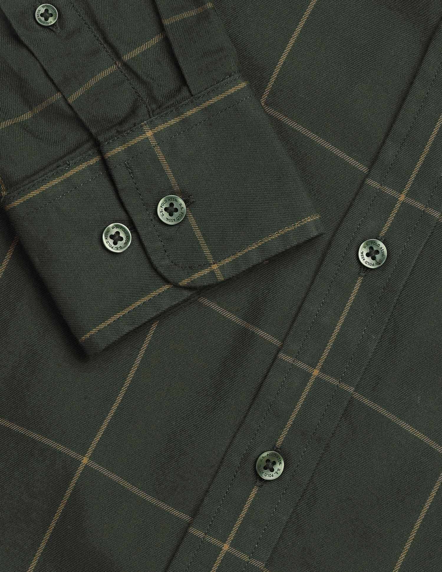 Pure Cotton Tailored Fit Shirt Dark Green - U.S. Polo Assn. India | Large