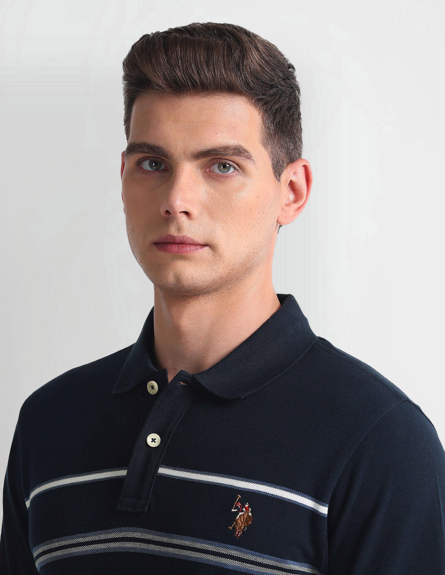 Horizontal Stripe Yarn Dyed Polo Shirt Navy - U.S. Polo Assn. India | Large