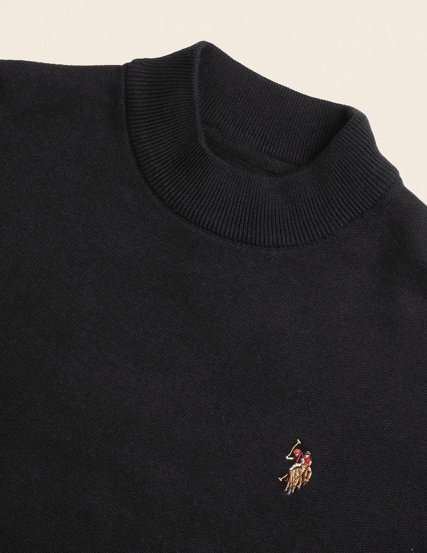 Regular Fit Solid Sweater Black - U.S. Polo Assn. India | Large