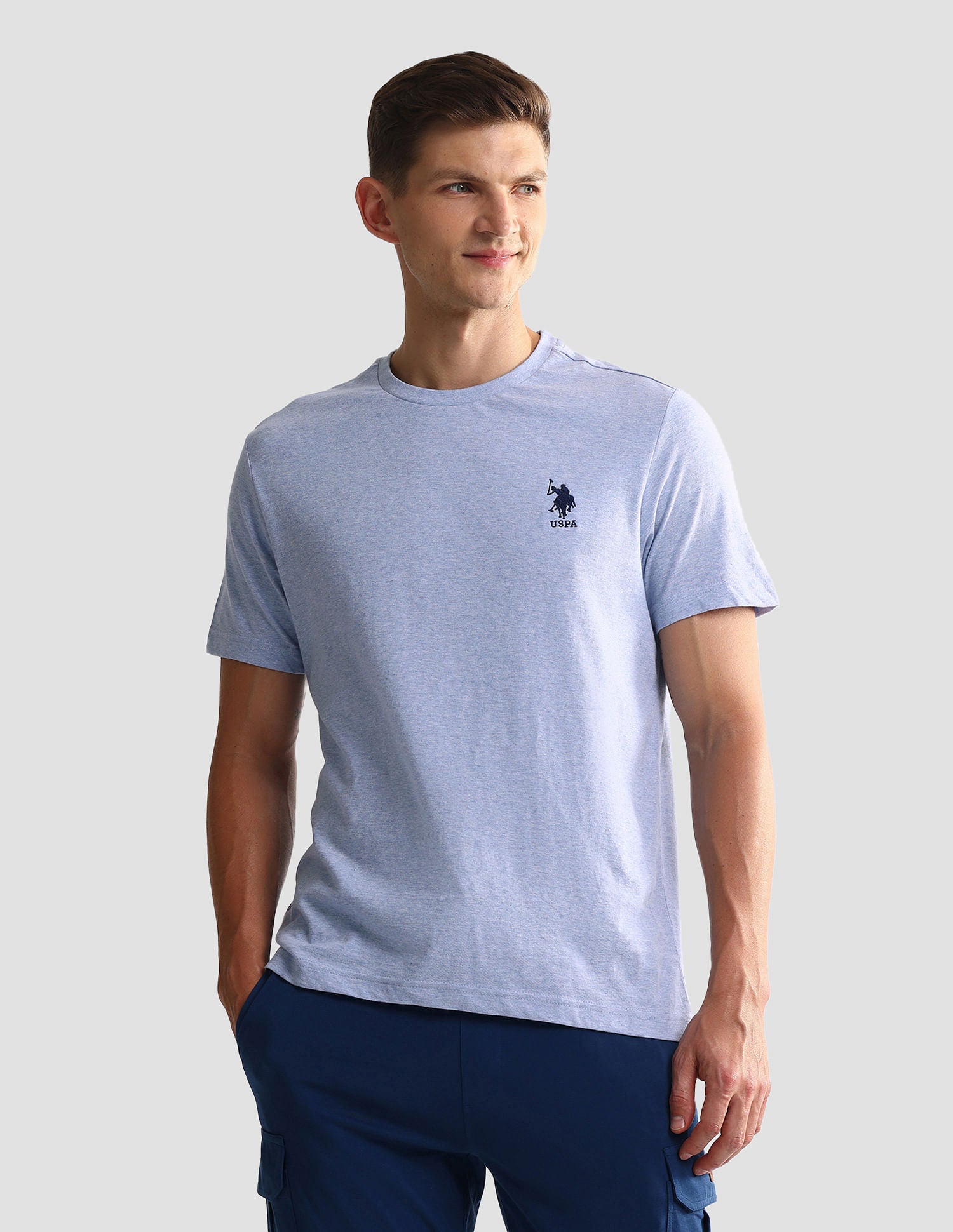 Tonal Logo Cotton 1633 Lounge T-Shirt - Pack Of 2 Blue and Black - U.S. POLO ASSN. | Large