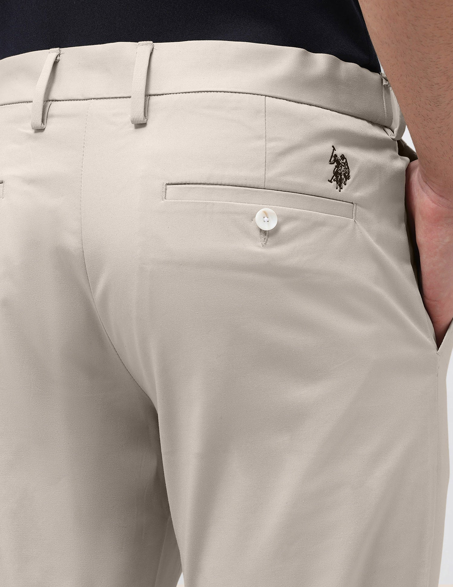 Denver Slim Fit Twill Trousers Beige - U.S. Polo Assn. India | Large