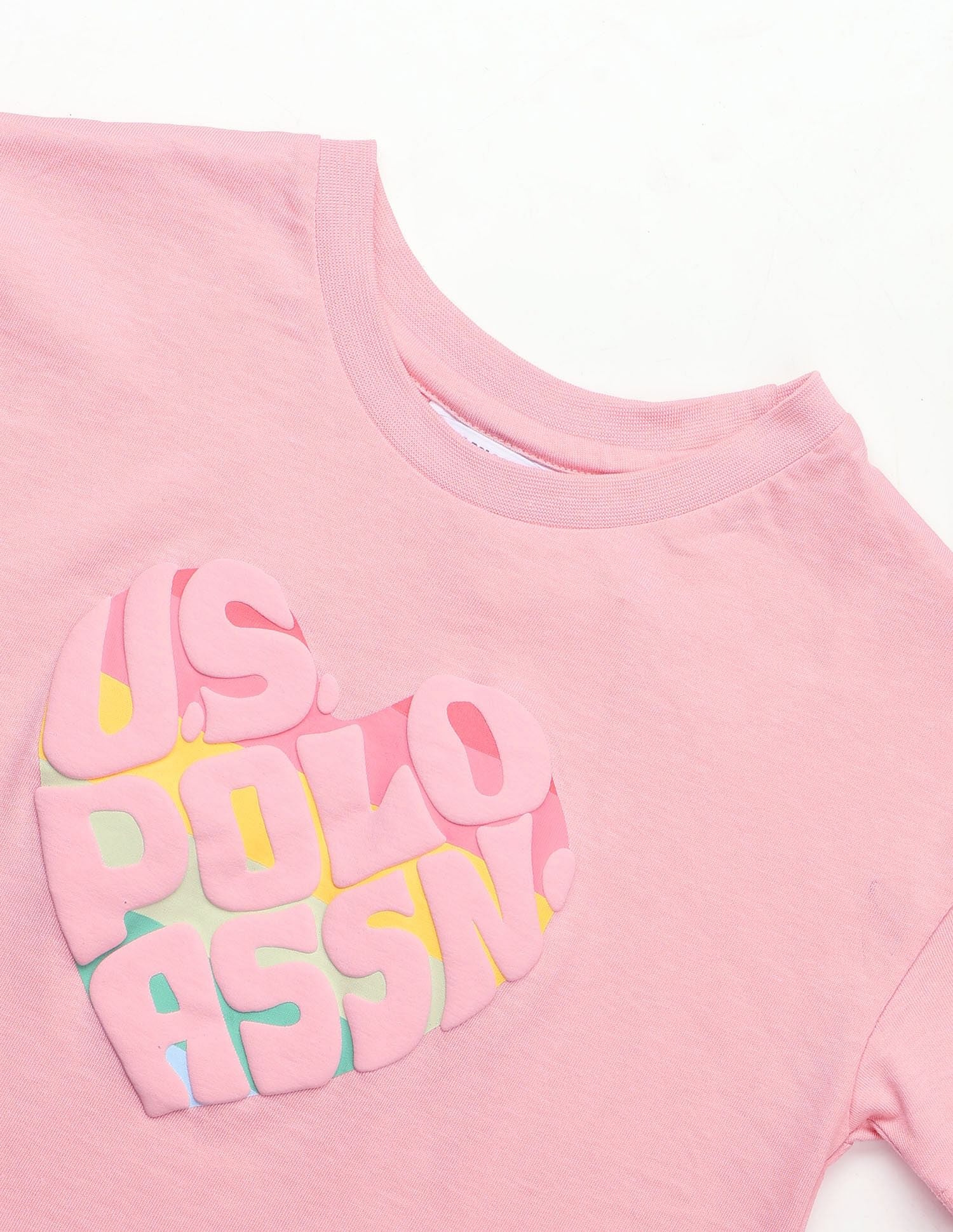 Girls Puff Print Regular Fit T-Shirt Light Pink - U.S. POLO ASSN. | Large