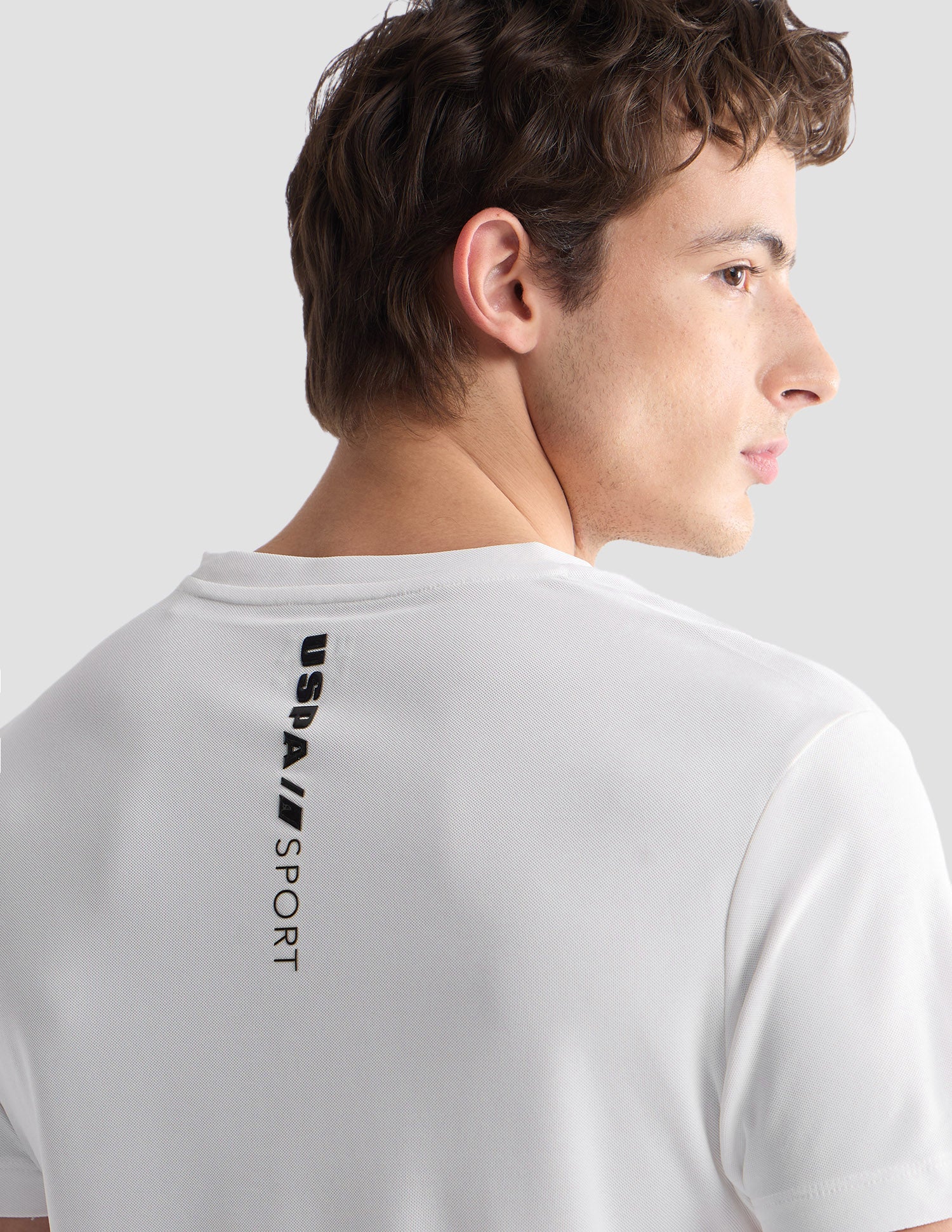 Solid Slim Fit Active T-Shirt Off White - U.S. Polo Assn. India | Large