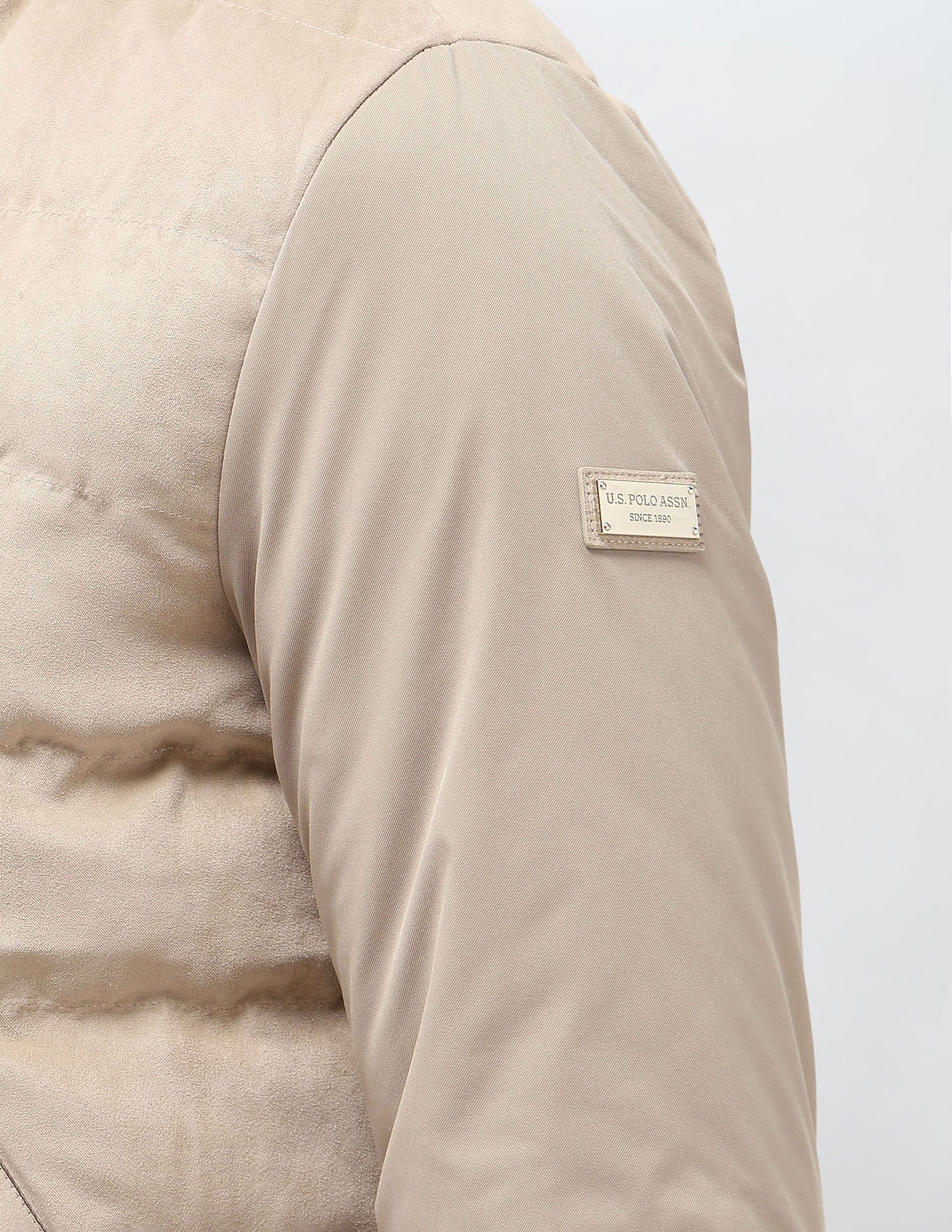 Solid Regular Fit Puffer Jacket Ecru - U.S. POLO ASSN. | Large