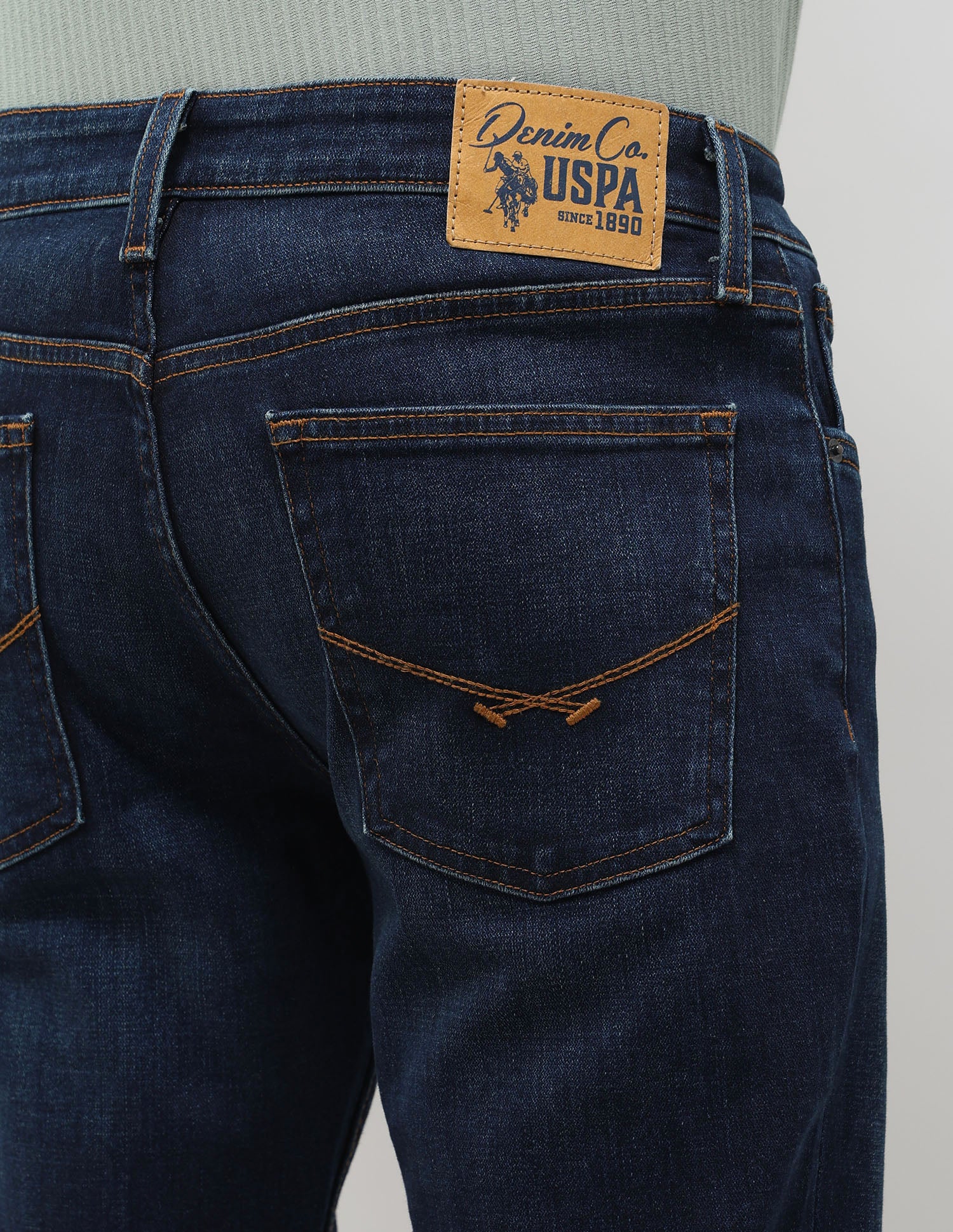 Brandon Slim Tapered Fit Blue Jeans Mid Blue - U.S. POLO ASSN. | Large