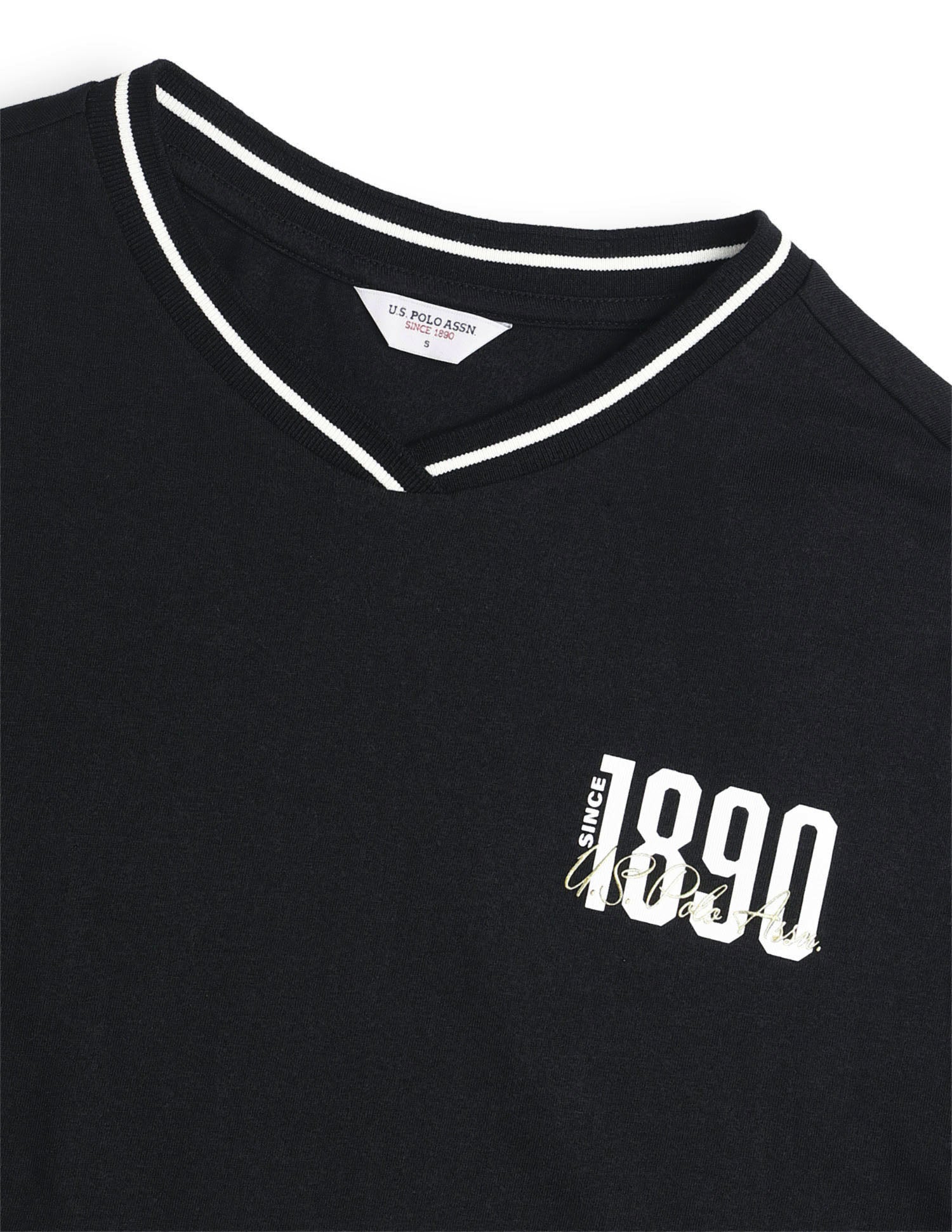 Solid Boxy Fit Varsity T-Shirt Black - U.S. Polo Assn. India | Large