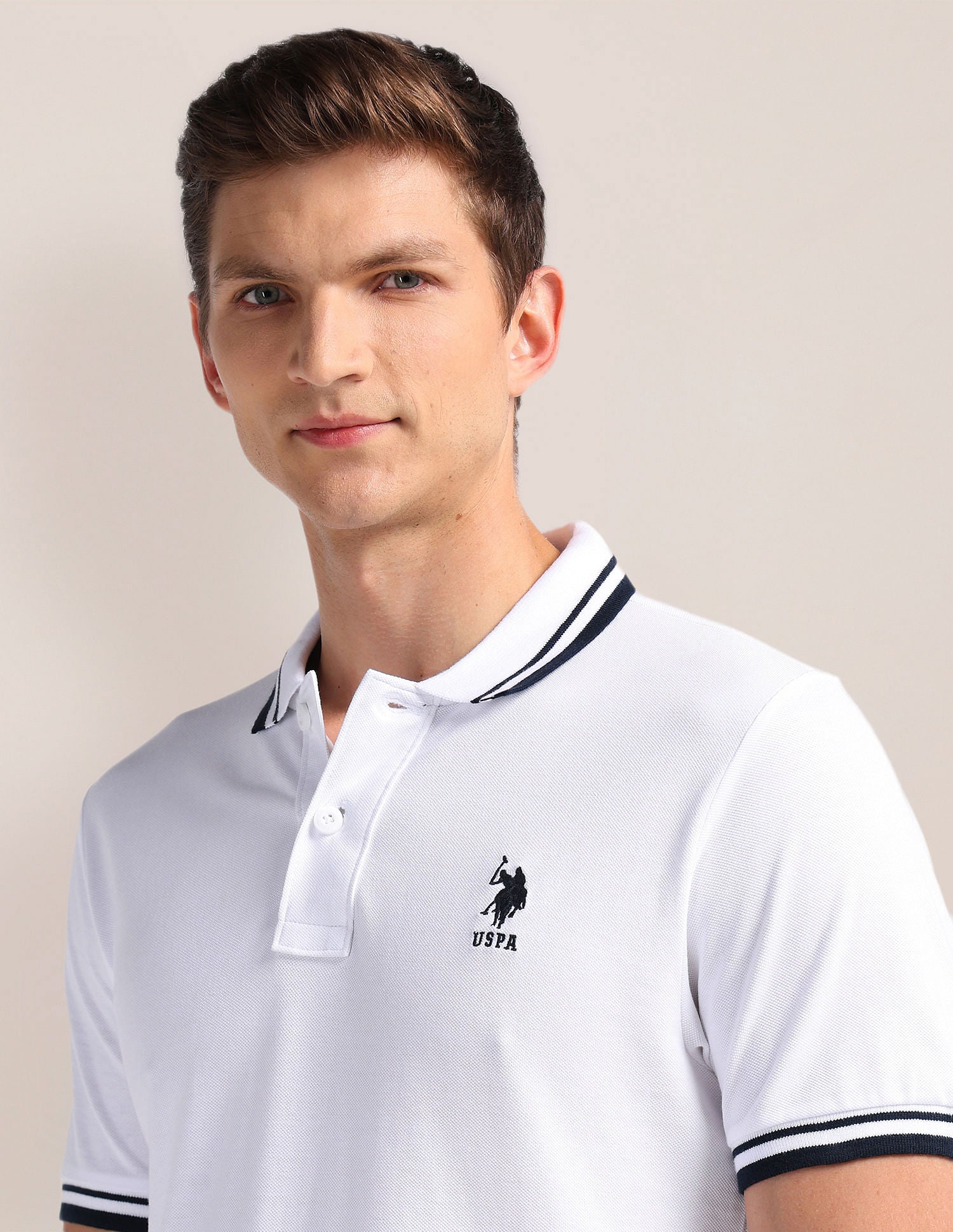 Solid Slim Fit Polo Shirt White - U.S. Polo Assn. India | Large