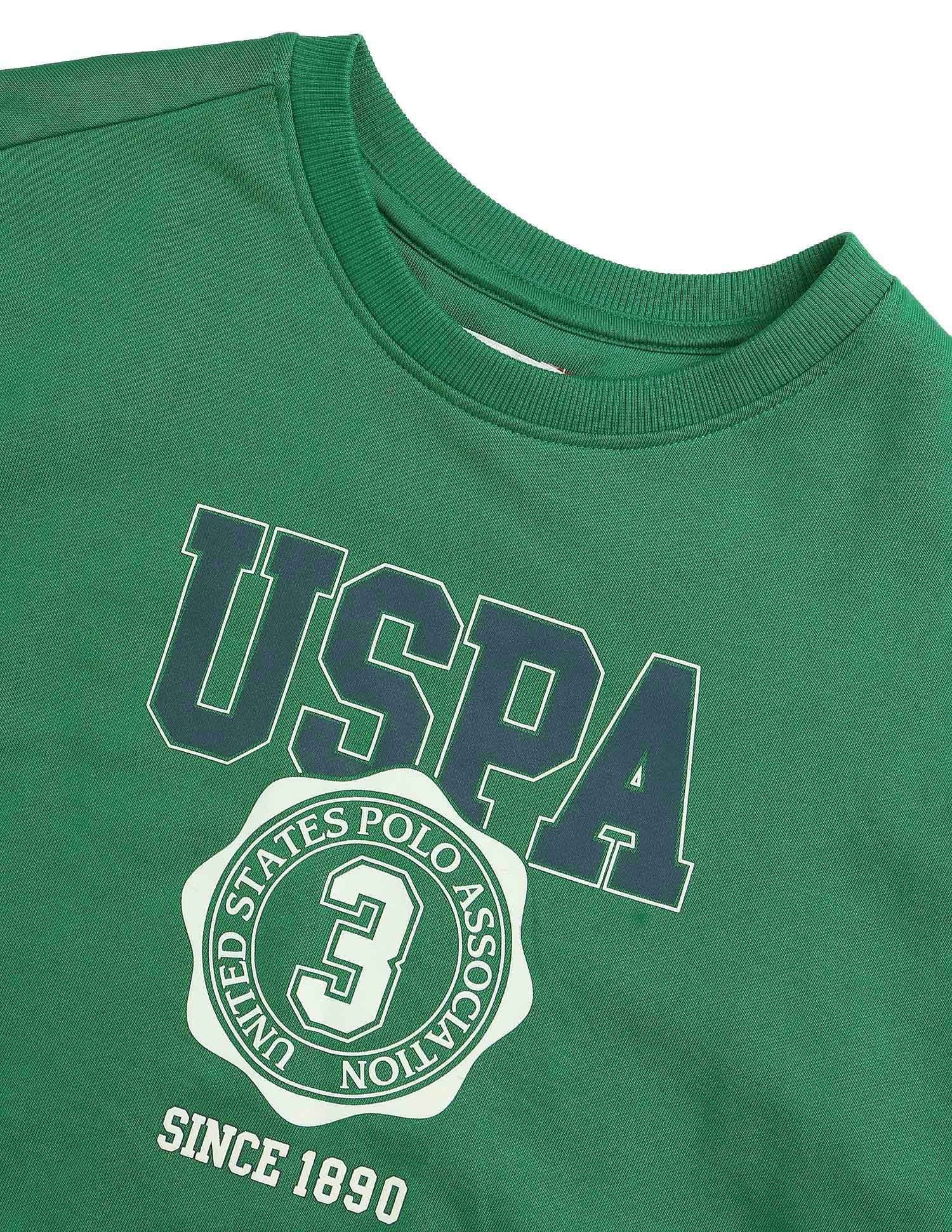 Drop Shoulder Brand Printed Sweatshirt Green - U.S. POLO ASSN. | Large