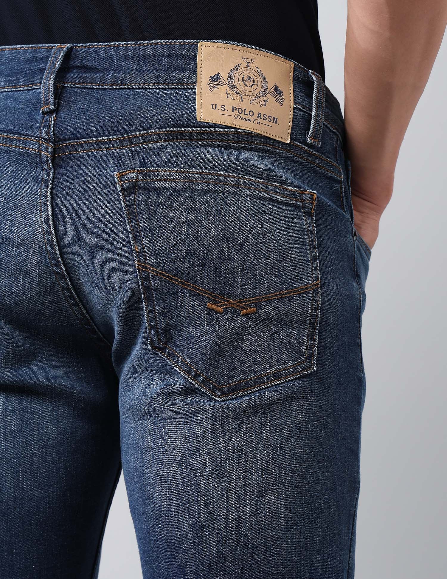 Brandon Slim Tapered Fit Blue Jeans Med Blue - U.S. POLO ASSN. | Large