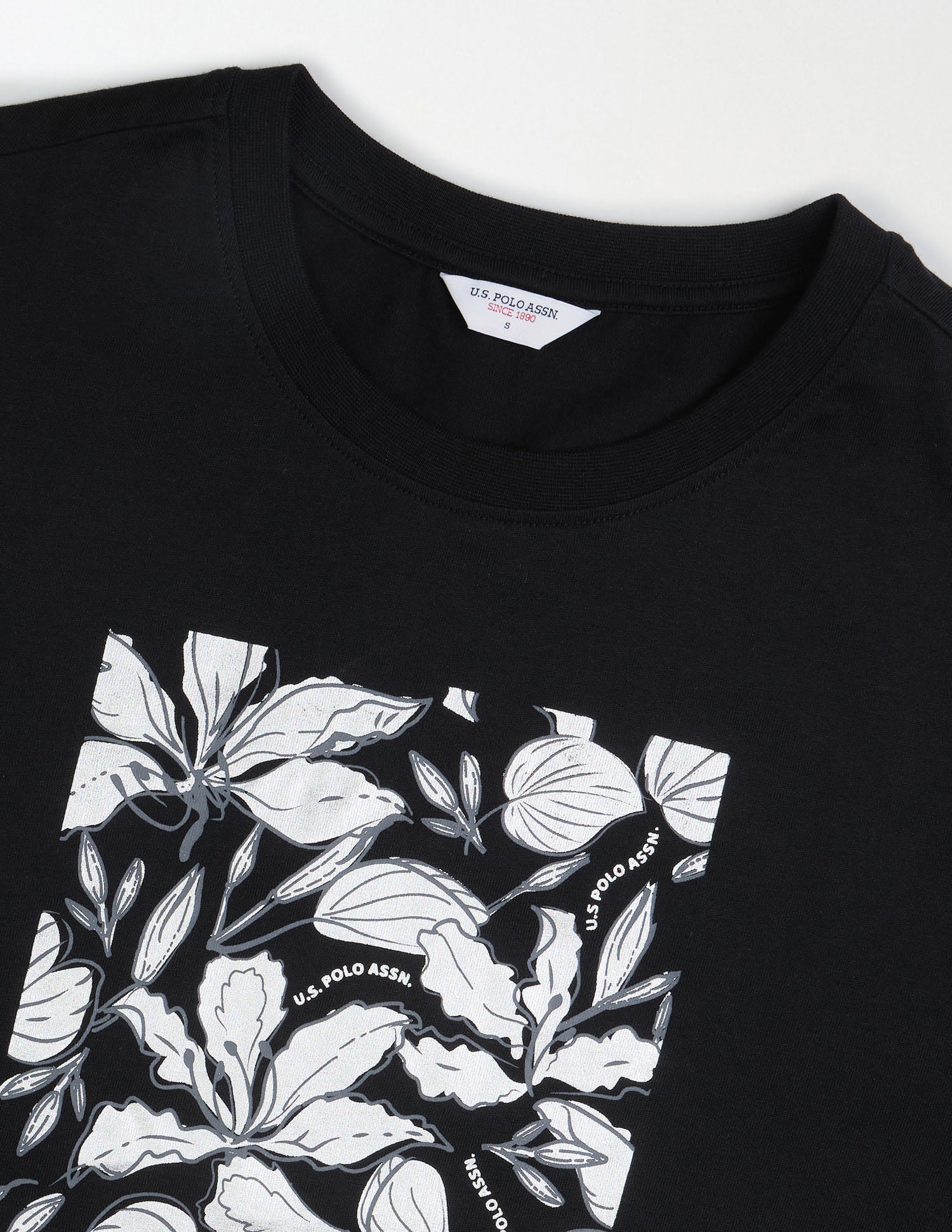 Boxy Fit Floral Printed T-Shirt Black - U.S. Polo Assn. India | Large
