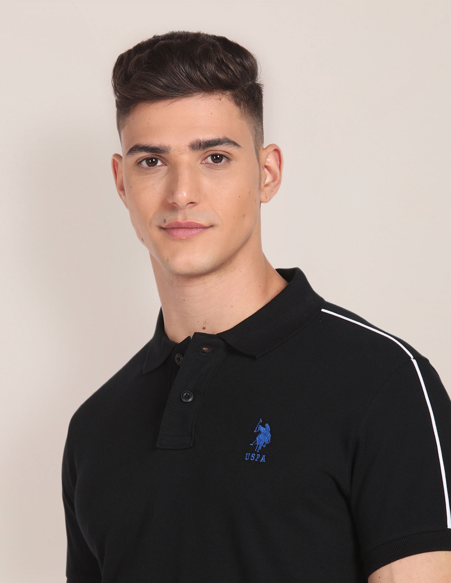 Slim Fit Cotton Polo Shirt Black - U.S. POLO ASSN. | Large