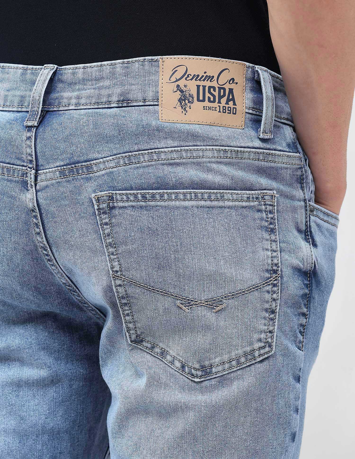 Brandon Slim Tapered Fit Blue Jeans Light Indigo - U.S. POLO ASSN. | Large