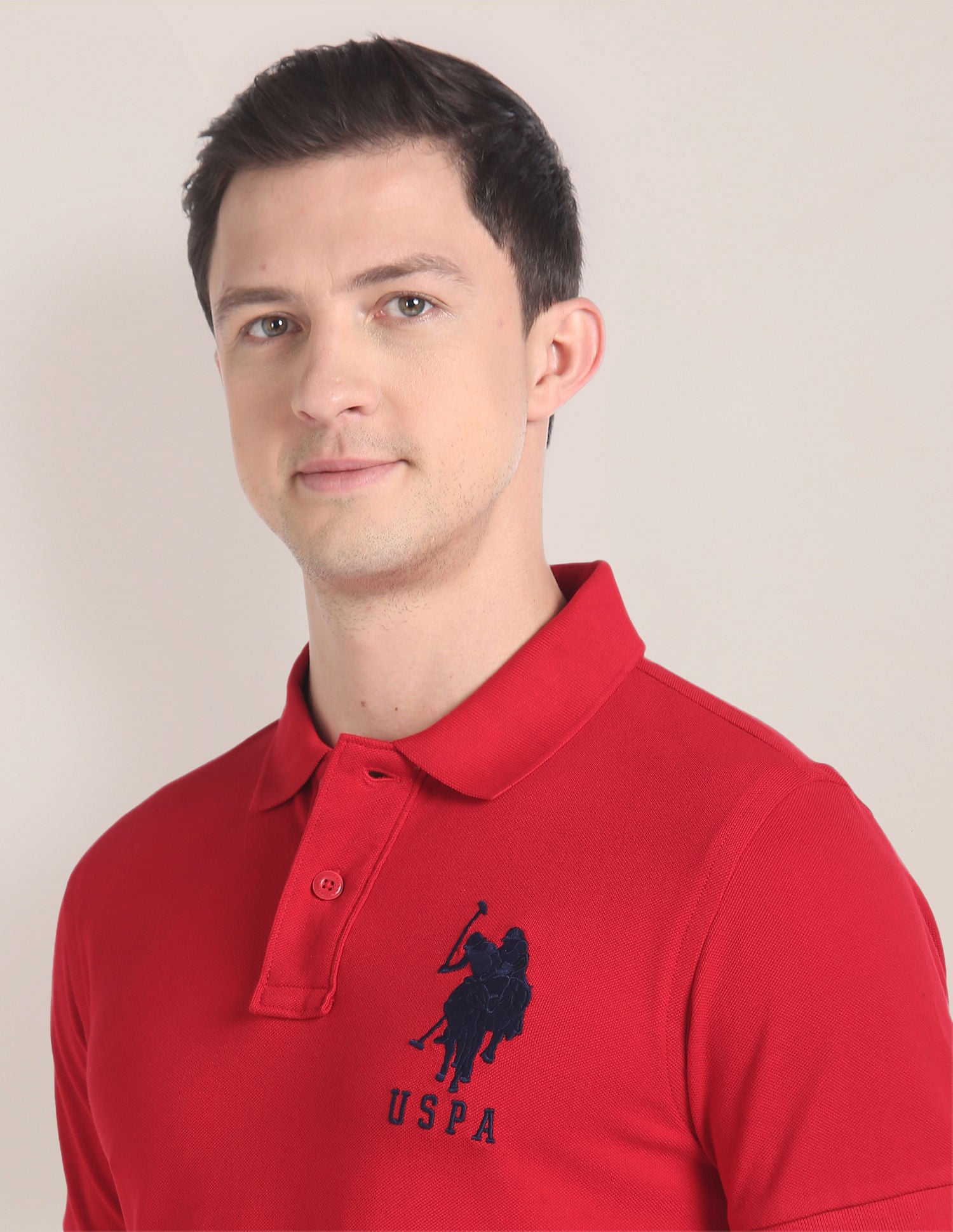 Embroidered Logo Pique Polo Shirt Red - U.S. POLO ASSN. | Large