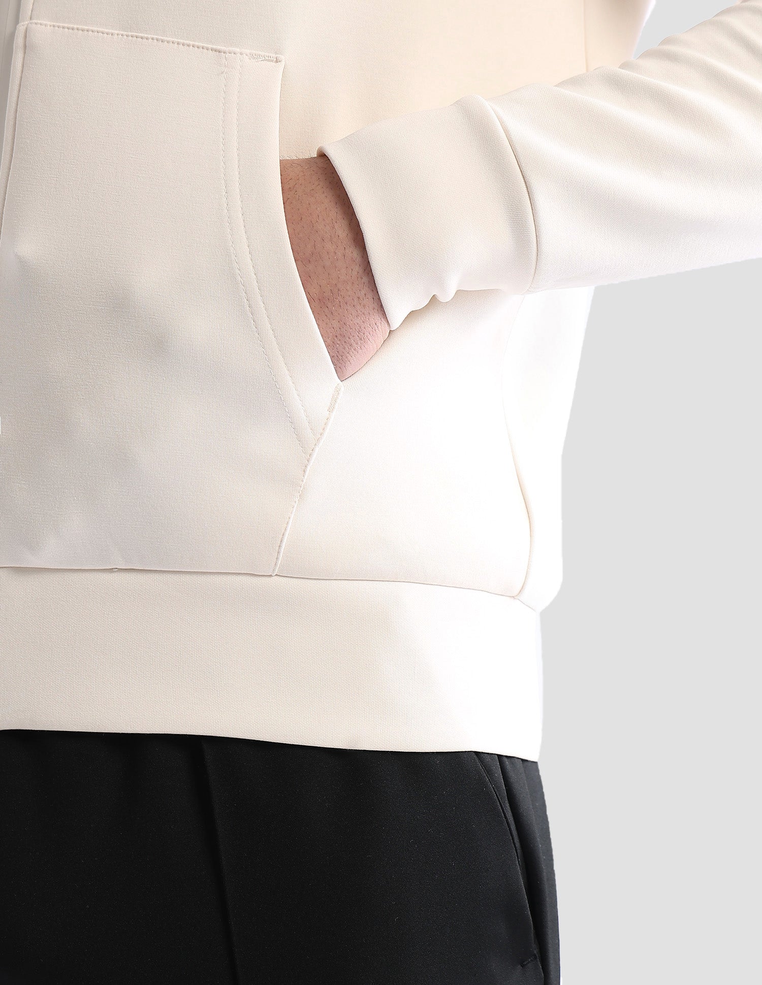 Solid Slim Fit Sweatshirt Off White - U.S. POLO ASSN. | Large