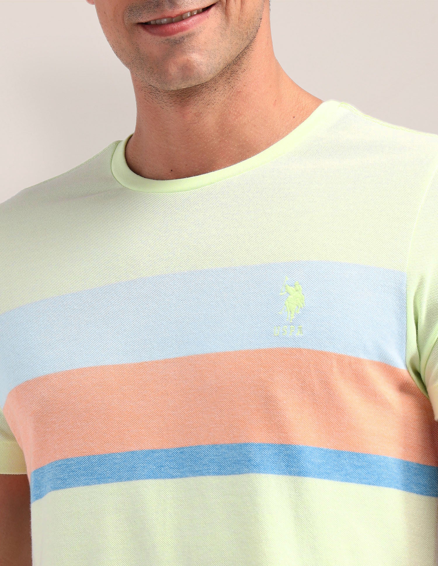 Horizontal Striped Slim Fit T-Shirt Green - U.S. POLO ASSN. | Large