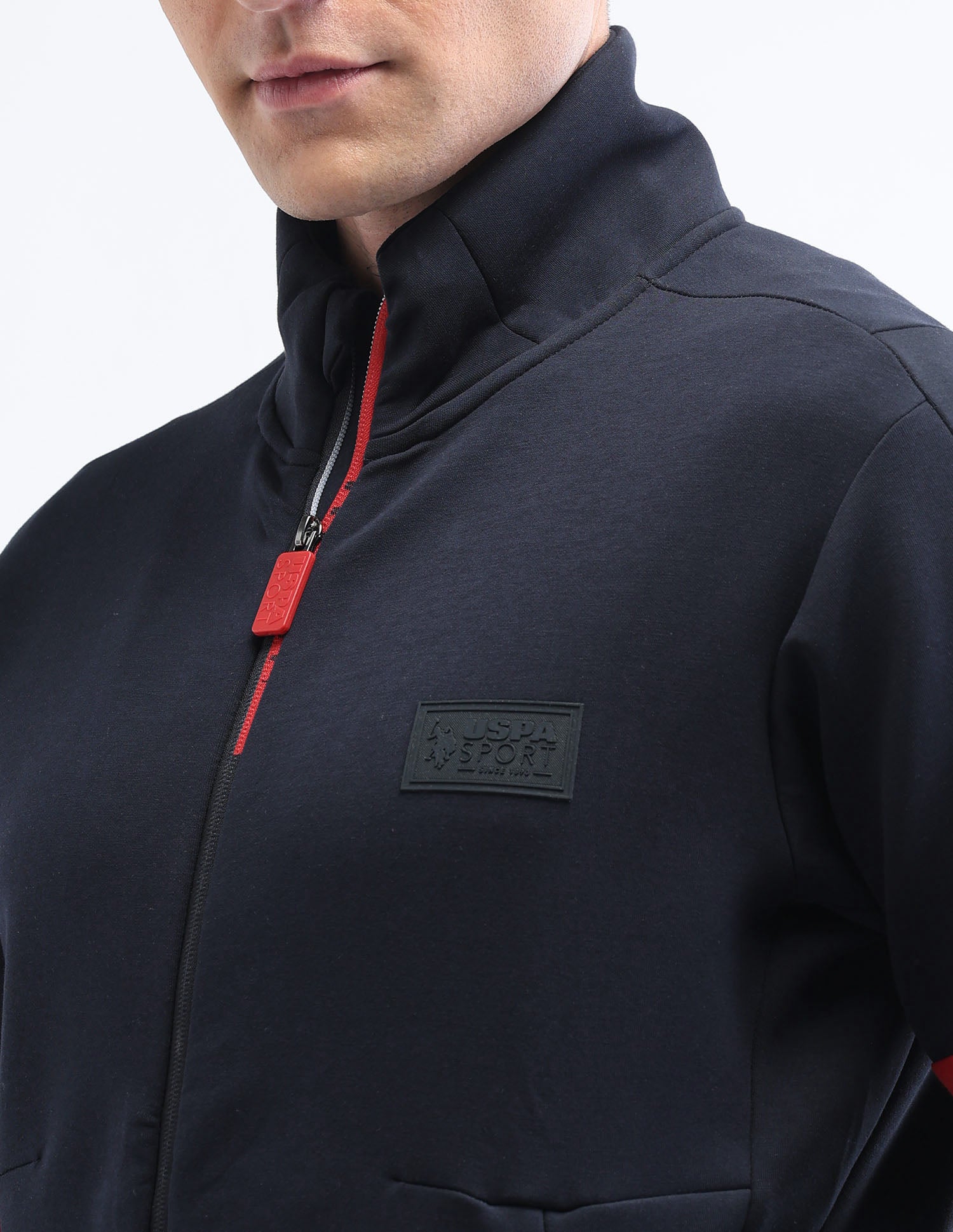 Solid Regular Fit Luxe Zipper Sweatshirt Navy - U.S. POLO ASSN. | Large
