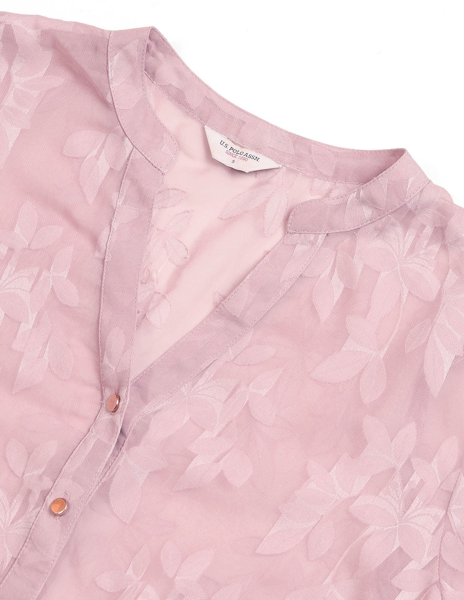 Semi-Sheer Floral Printed Shirt Pink - U.S. POLO ASSN. | Large