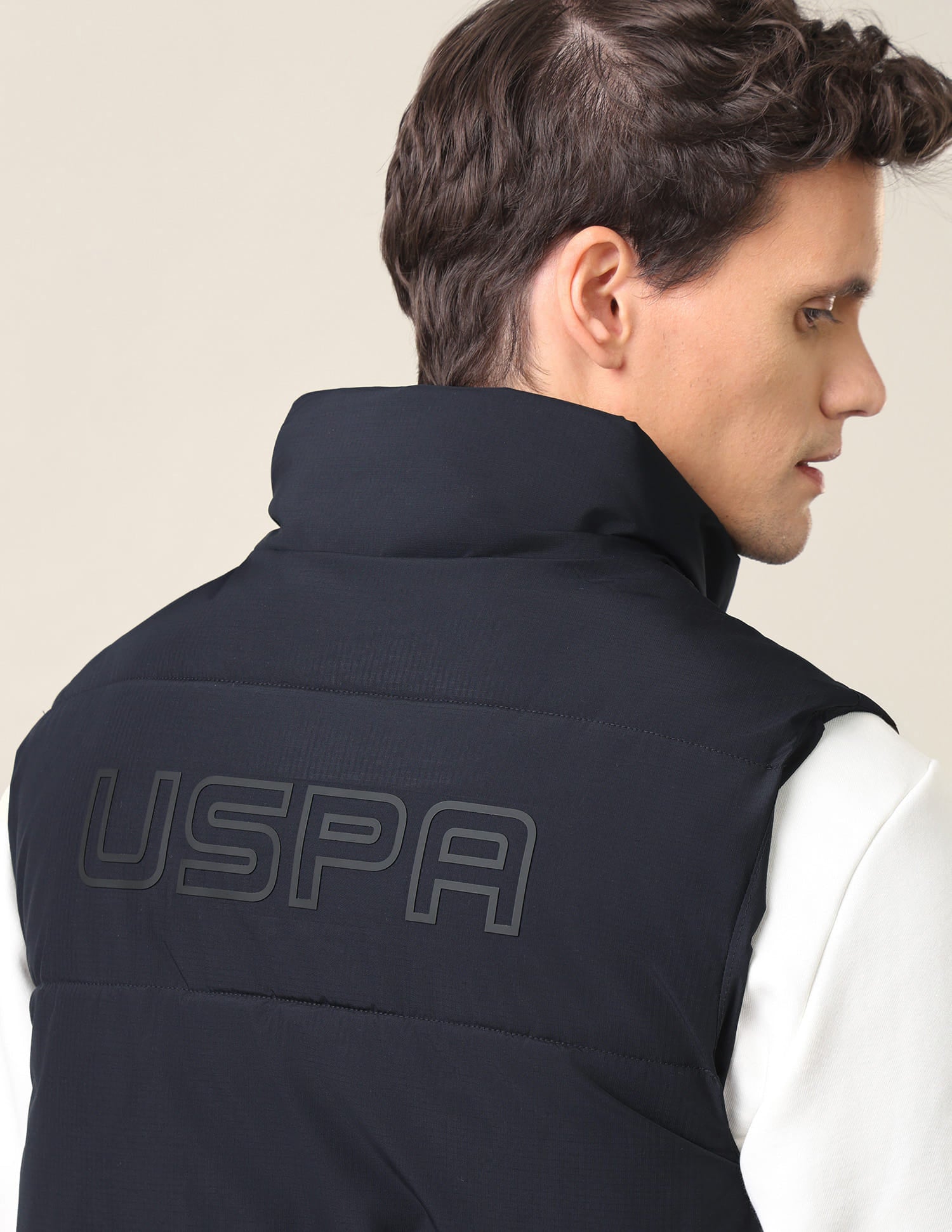 Regular Fit Solid Padded Jacket Navy - U.S. Polo Assn. India | Large