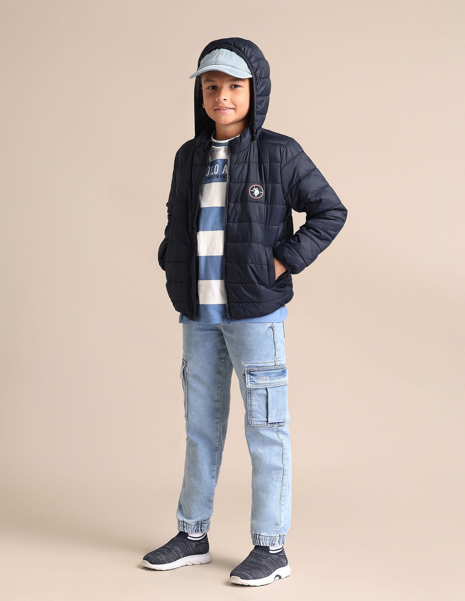 Boys Solid Hooded Jacket Mens Navy - U.S. POLO ASSN. | Large