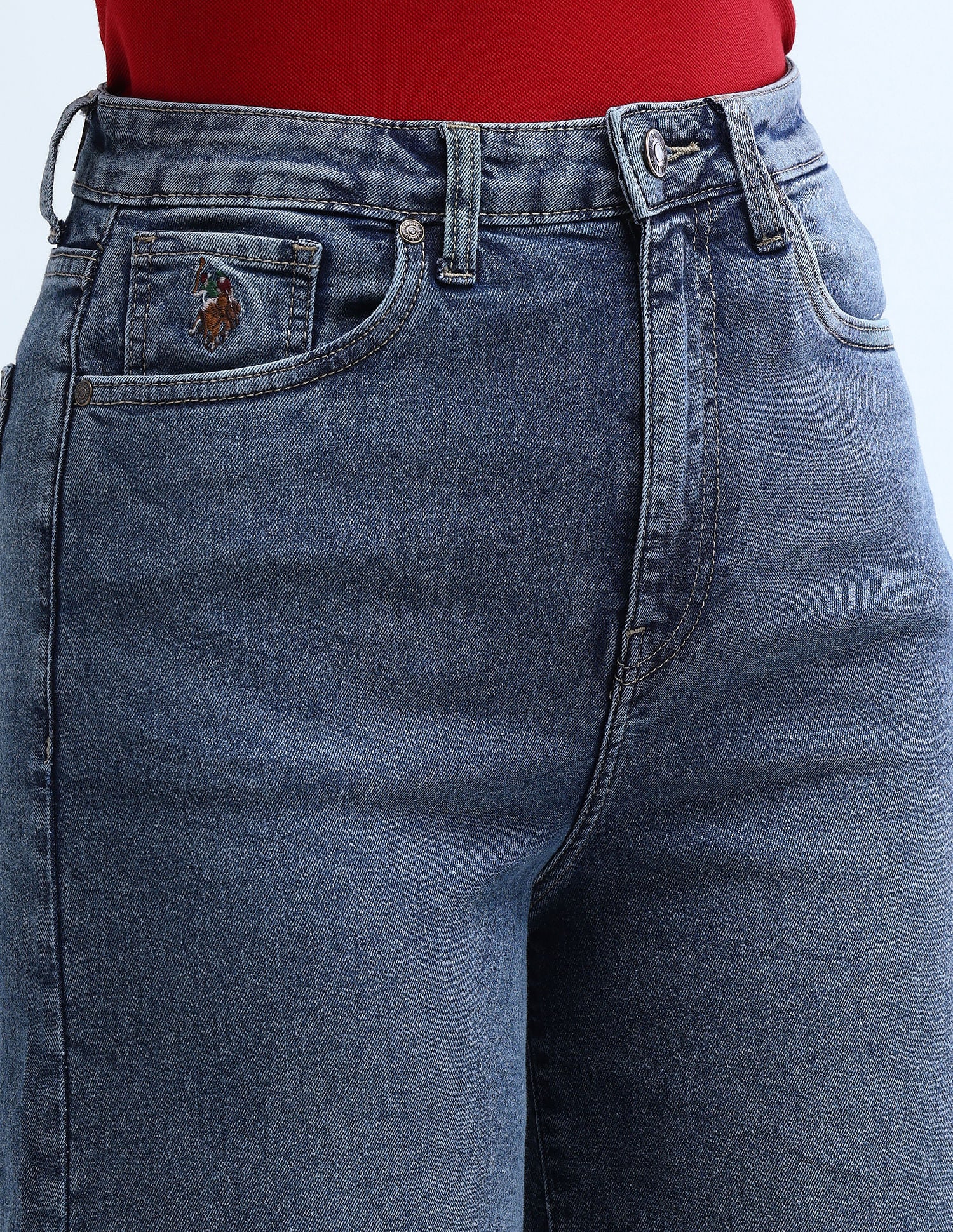 High Rise Stretchable Baggy Jeans Dark Blue - U.S. POLO ASSN. | Large