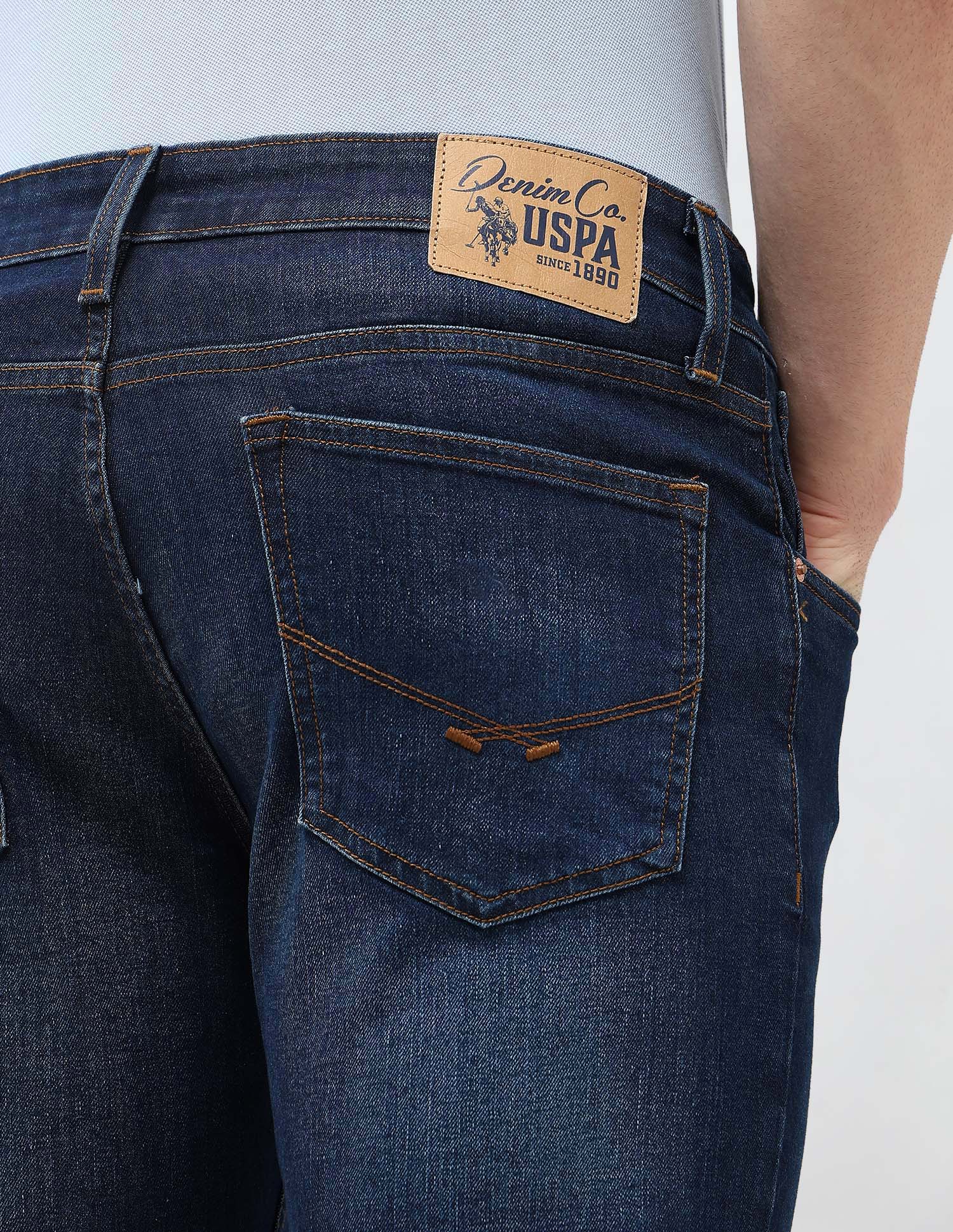 Brandon Slim Tapered Fit Stone Washed Jeans Dark Blue - U.S. POLO ASSN. | Large