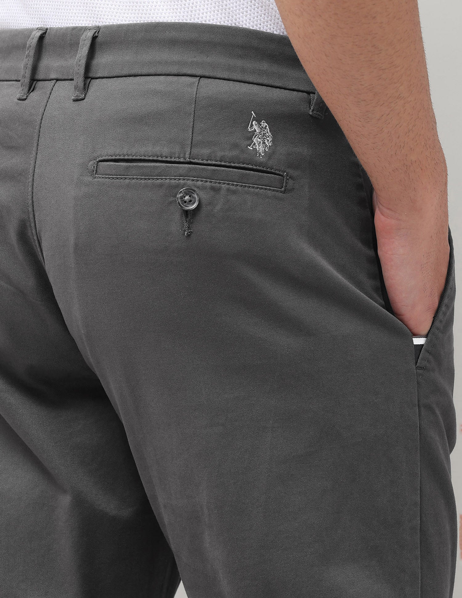 Straight Fit Satin Trousers Dark Grey - U.S. Polo Assn. India | Large