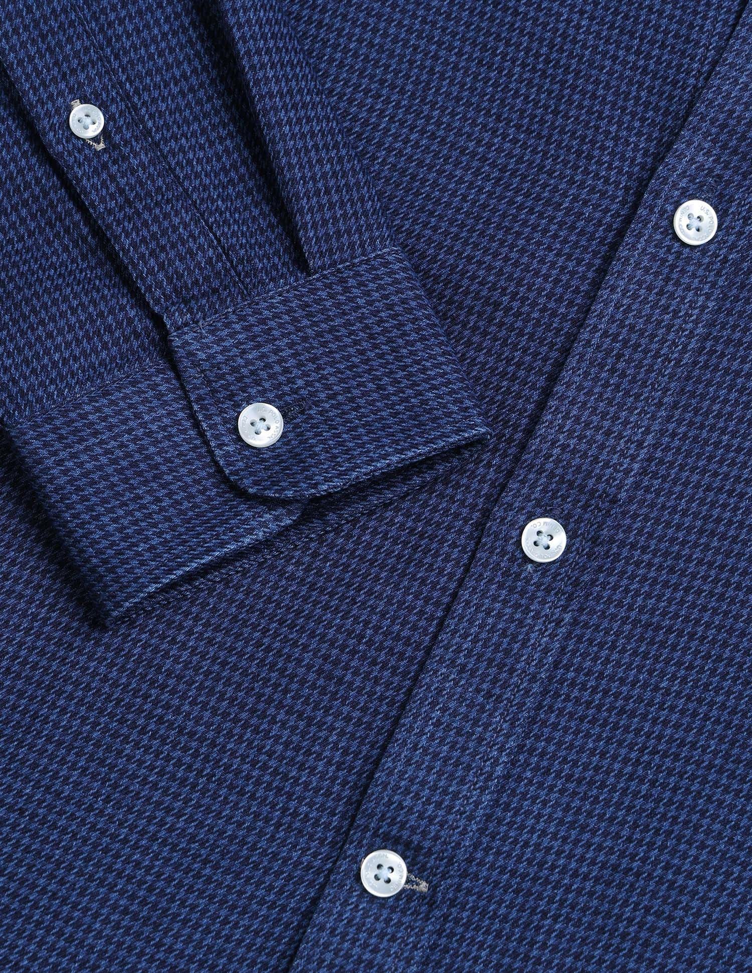 Self Design Houndstooth Twill Shirt Indigo - U.S. Polo Assn. India | Large