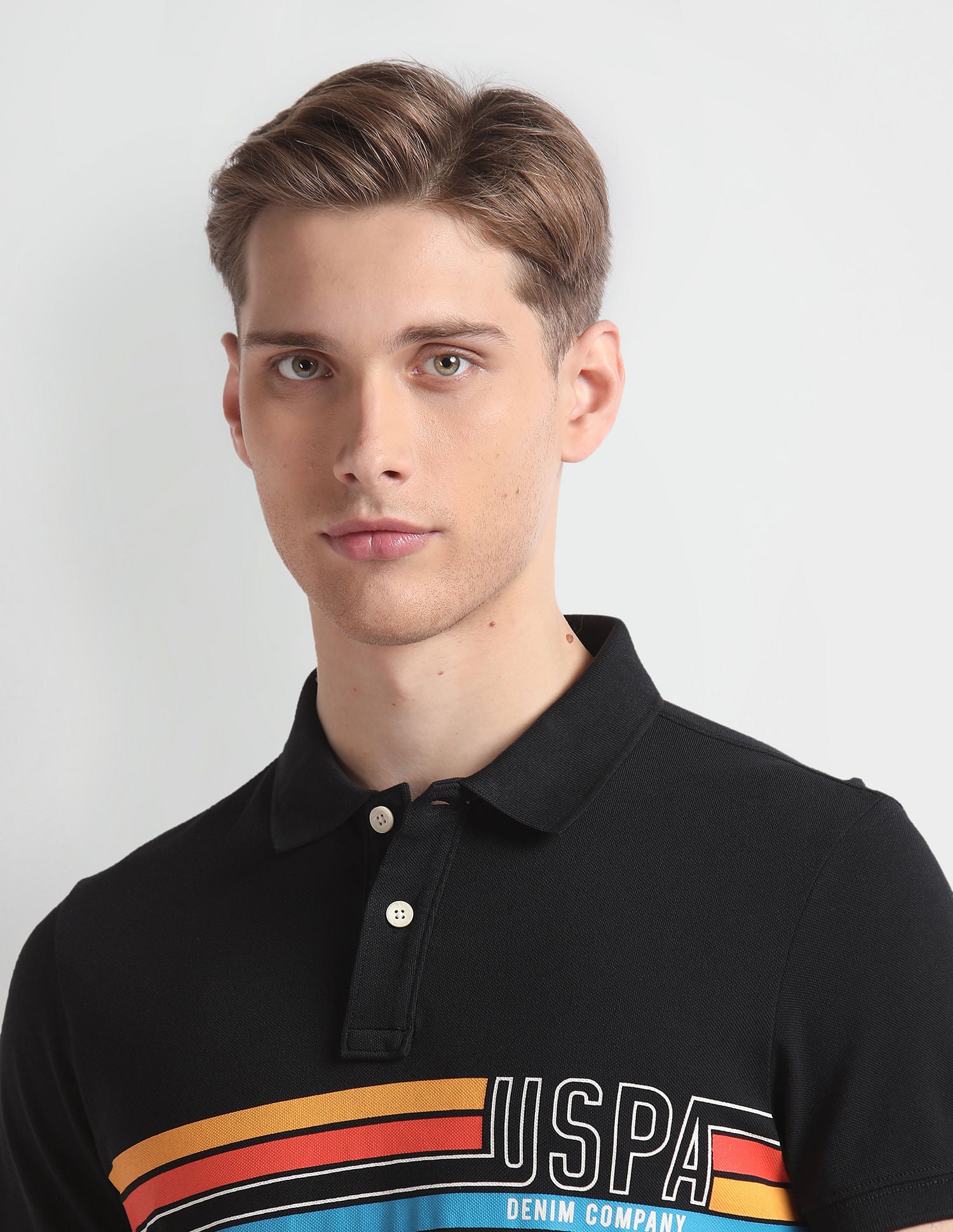 Brand Stripe Cotton Polo Shirt Black - U.S. Polo Assn. India | Large