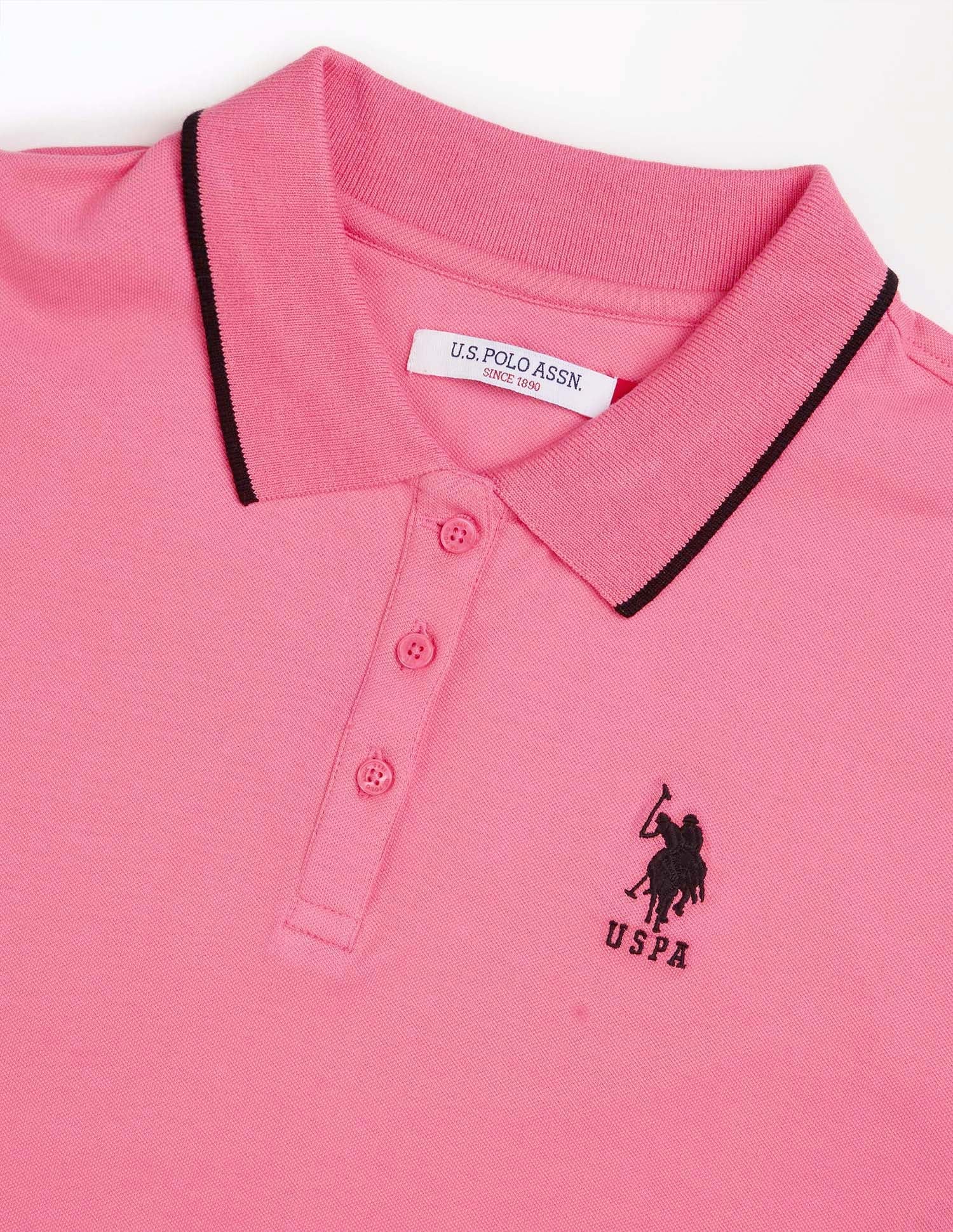 Boxy Fit Cropped Polo Shirt Pink - U.S. Polo Assn. India | Large
