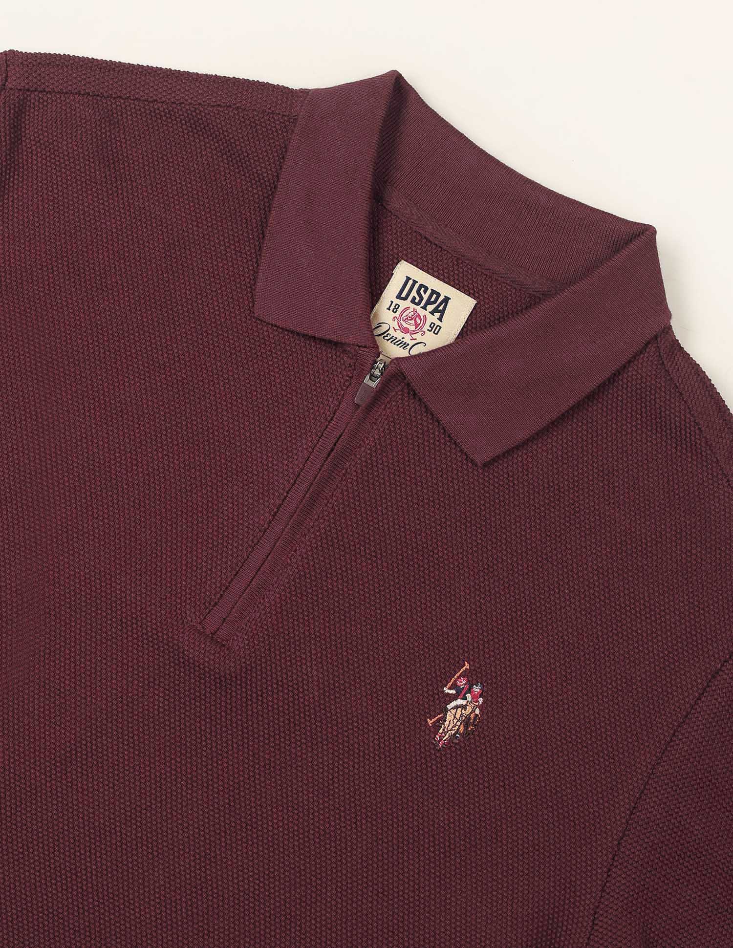 Solid Muscle Fit Polo Shirt Burgundy - U.S. Polo Assn. India | Large