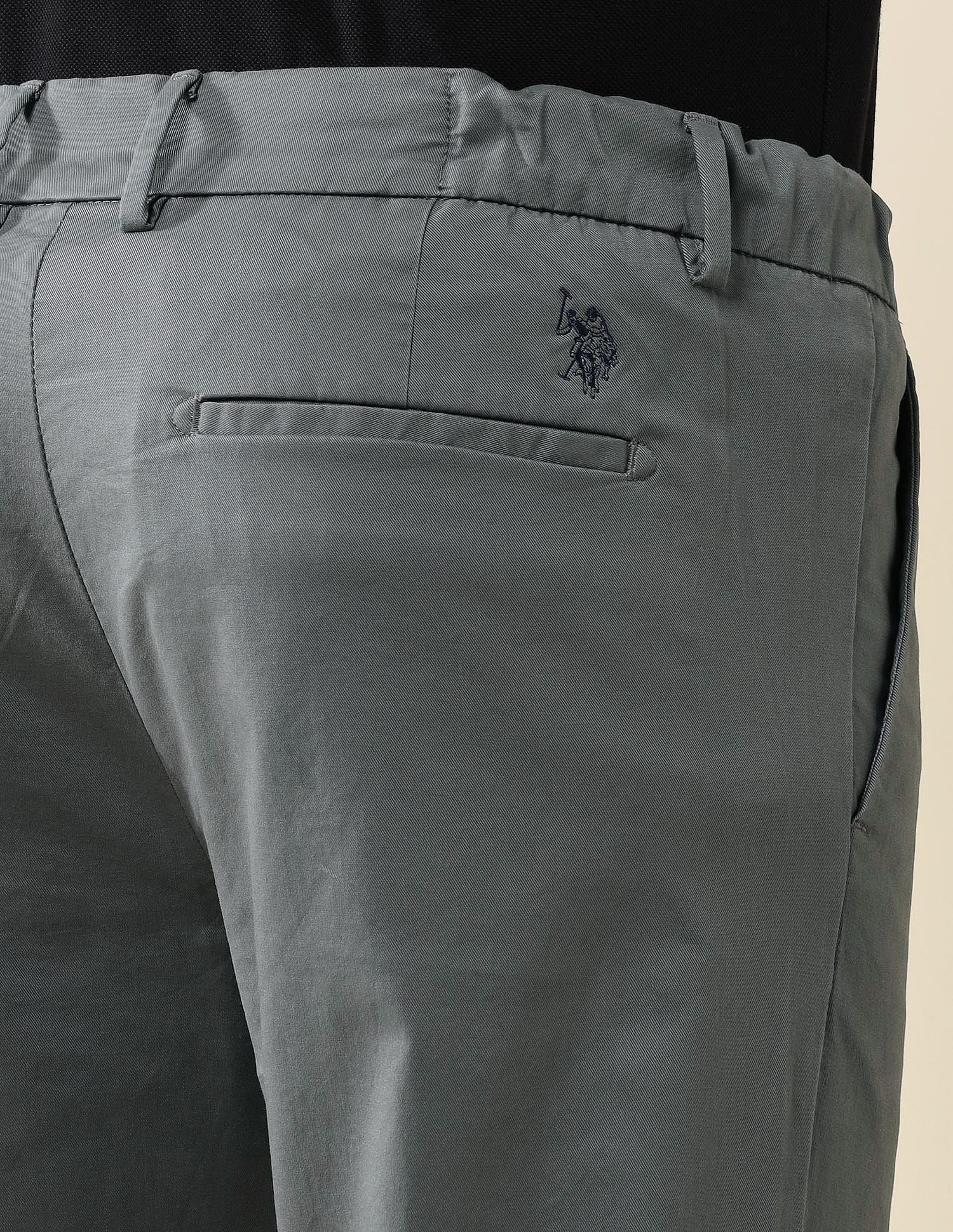 Elasticized Waist Super Slim Fit Trousers Light Grey - U.S. POLO ASSN. | Large